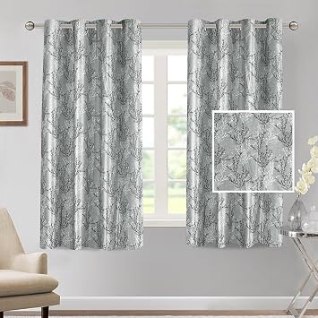 Cortina Polyester 75% Blackout Curtains Set of 2 Floral Print | Grommet Eyelet Window Curtains for Living Room, Bedroom & Kids Room | Light Filtering Drapes for Privacy (White & Green, 5 FT)