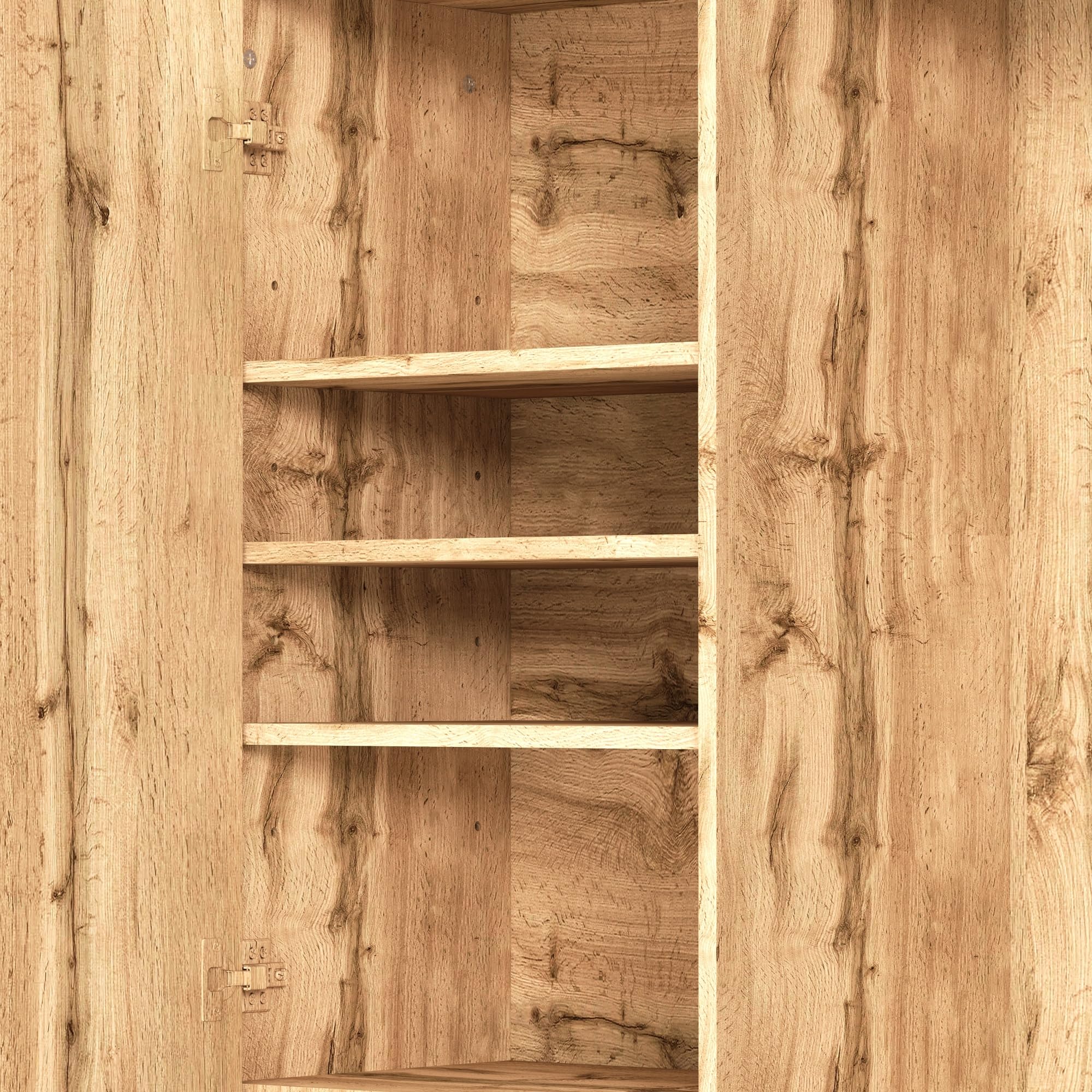 HAINEW Garderoben Set Wandgarderobe mit Spiegel und Sitzbank, Flurgarderobe Set Garderobenschrank mit Schuhschrank, Haken und 1 Schublade, 90×34,5×190cm, HNDE25120109 (Holzfarbe)
