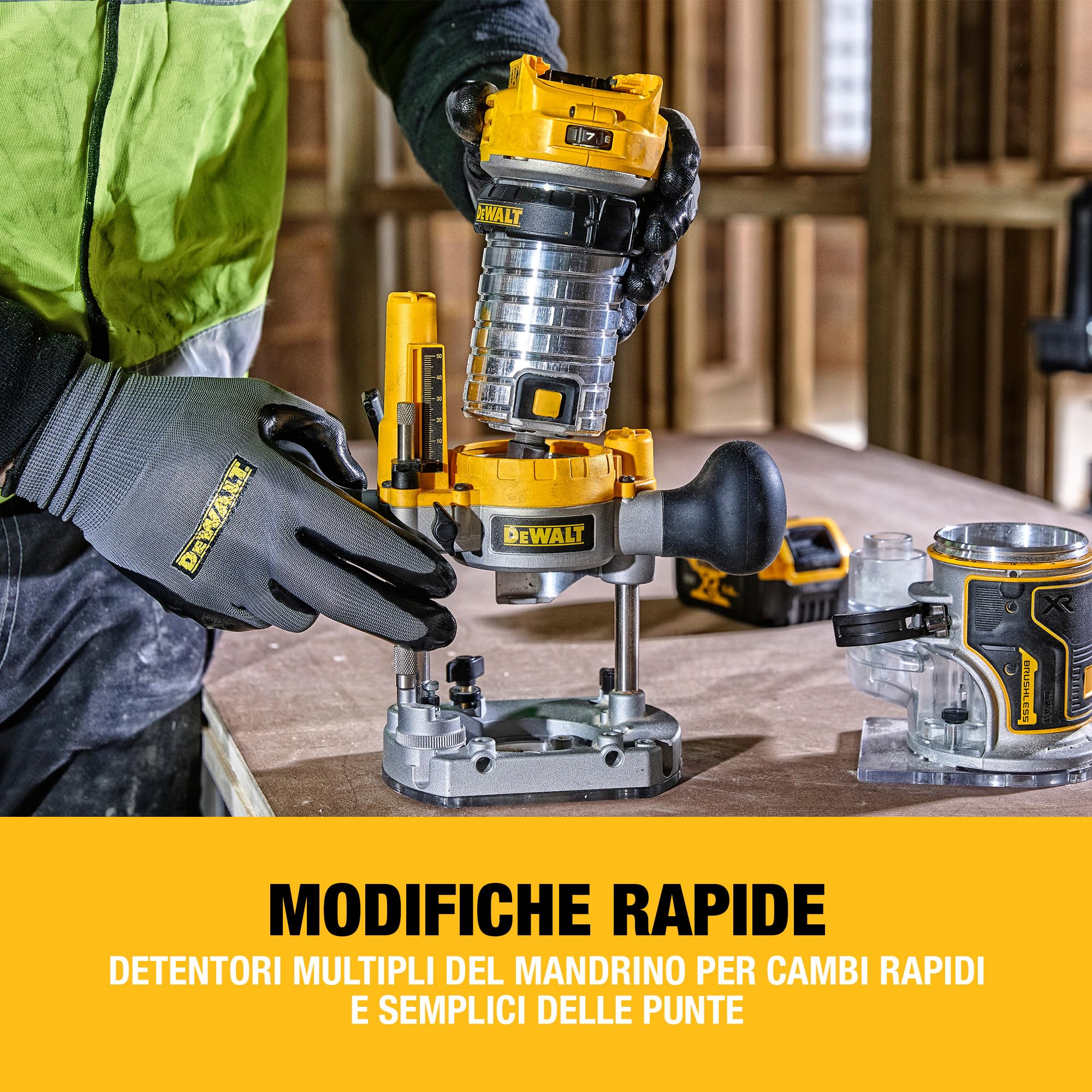 DEWALT 18V XR Router Compatto Senza Spazzole 1/4 in. (8mm), Solo Utensile, DCW604NT-XJ