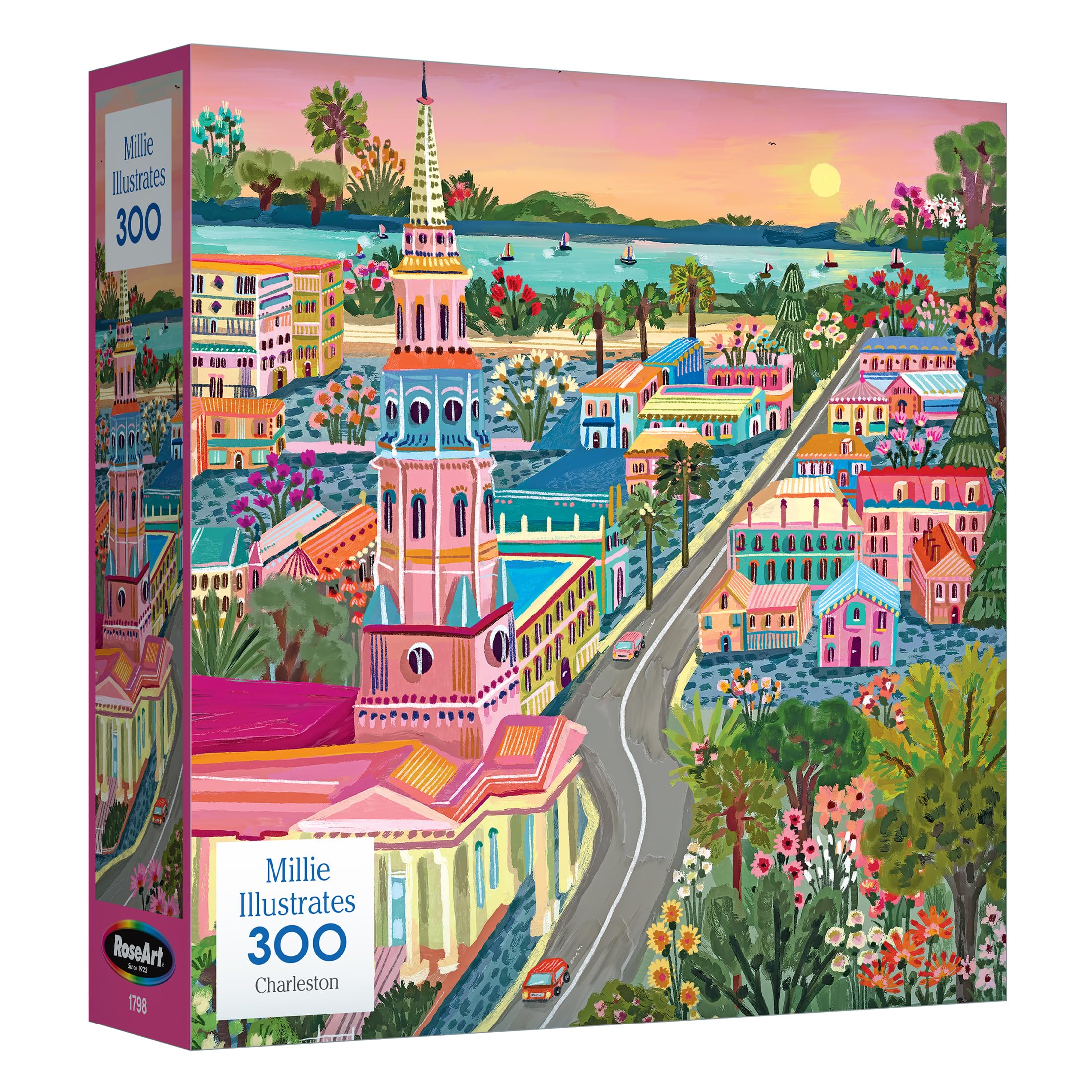 Millie Illustrates - Charleston South Carolina 300 Piece Jigsaw Puzzle, Colorful Modern T…