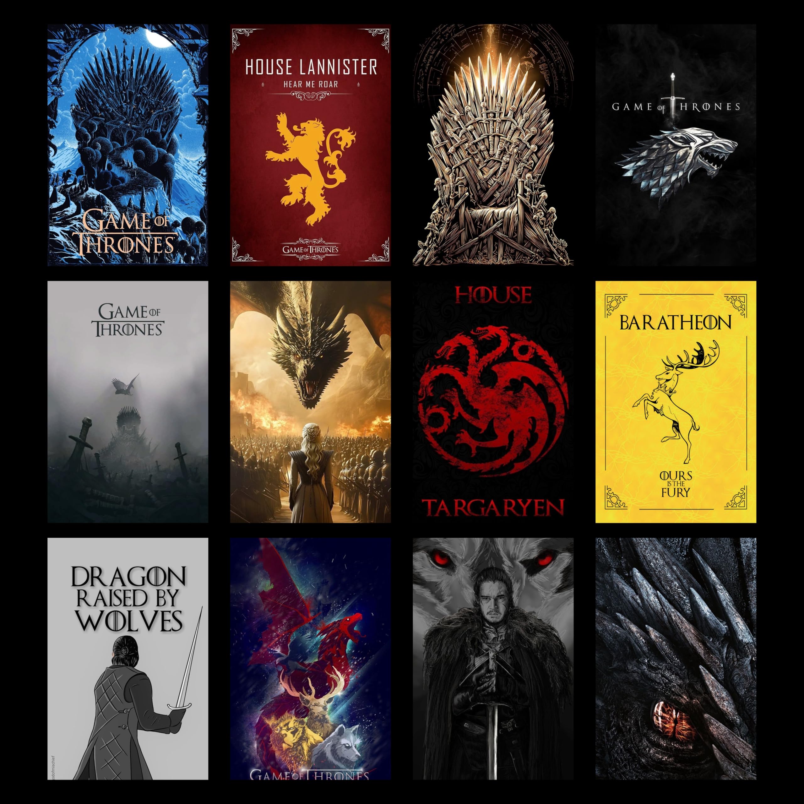 Dream World Decor Game of Thrones Posters Set of 12 | Premium A4 Size Art Prints | 350 GSM Glossy Paper with Double-Sided Tape | wall Posters Perfect for Bedroom, Living Room, Office & Home Decoration (8x12 Inches)-image-21