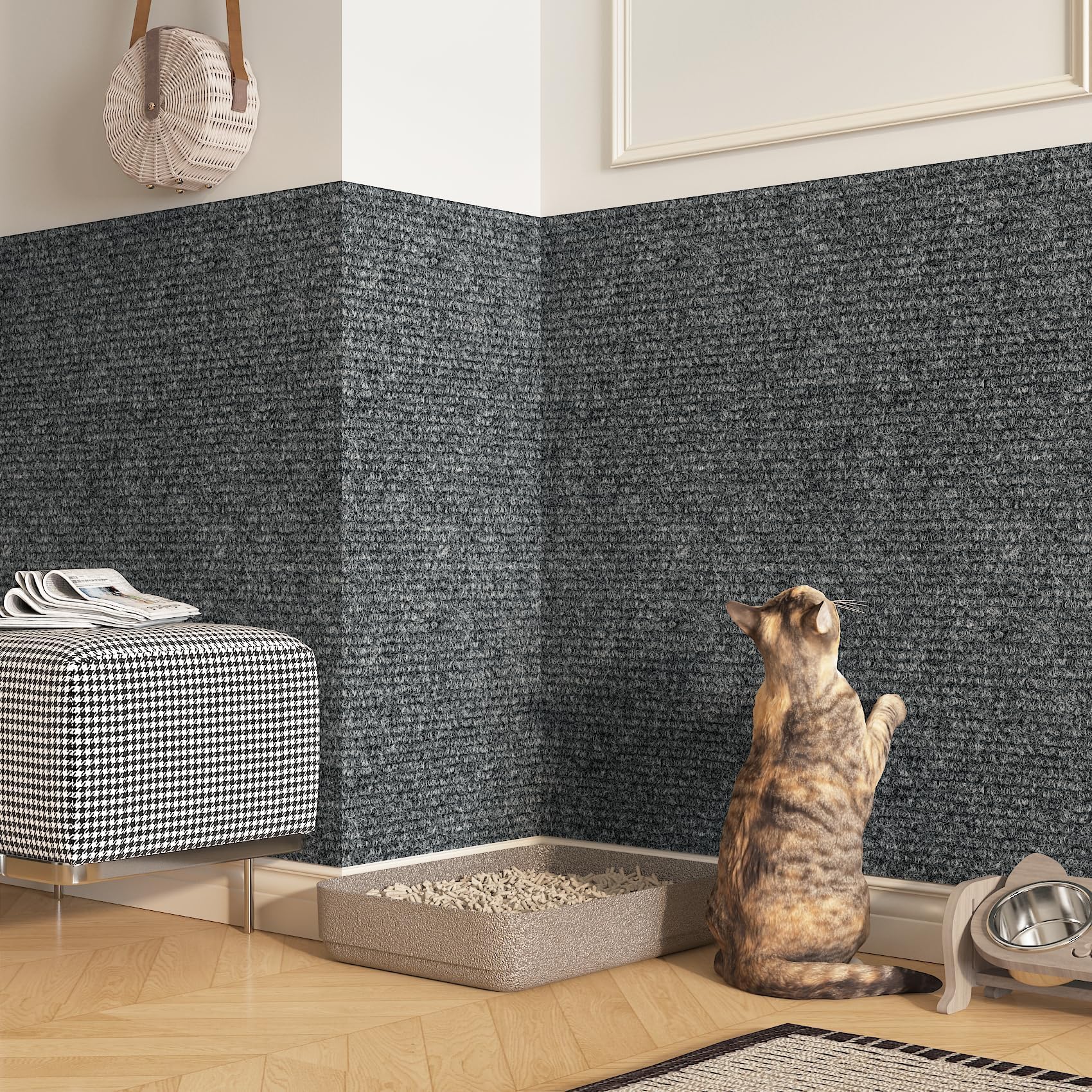 LaCheery 61 x 200,7 cm protezioni per mobili da gatti che graffiano il gatto, protezione per angoli del divano, tappetino antigraffio per gatti, tappetino autoadesivo tagliabile fai da te per animali