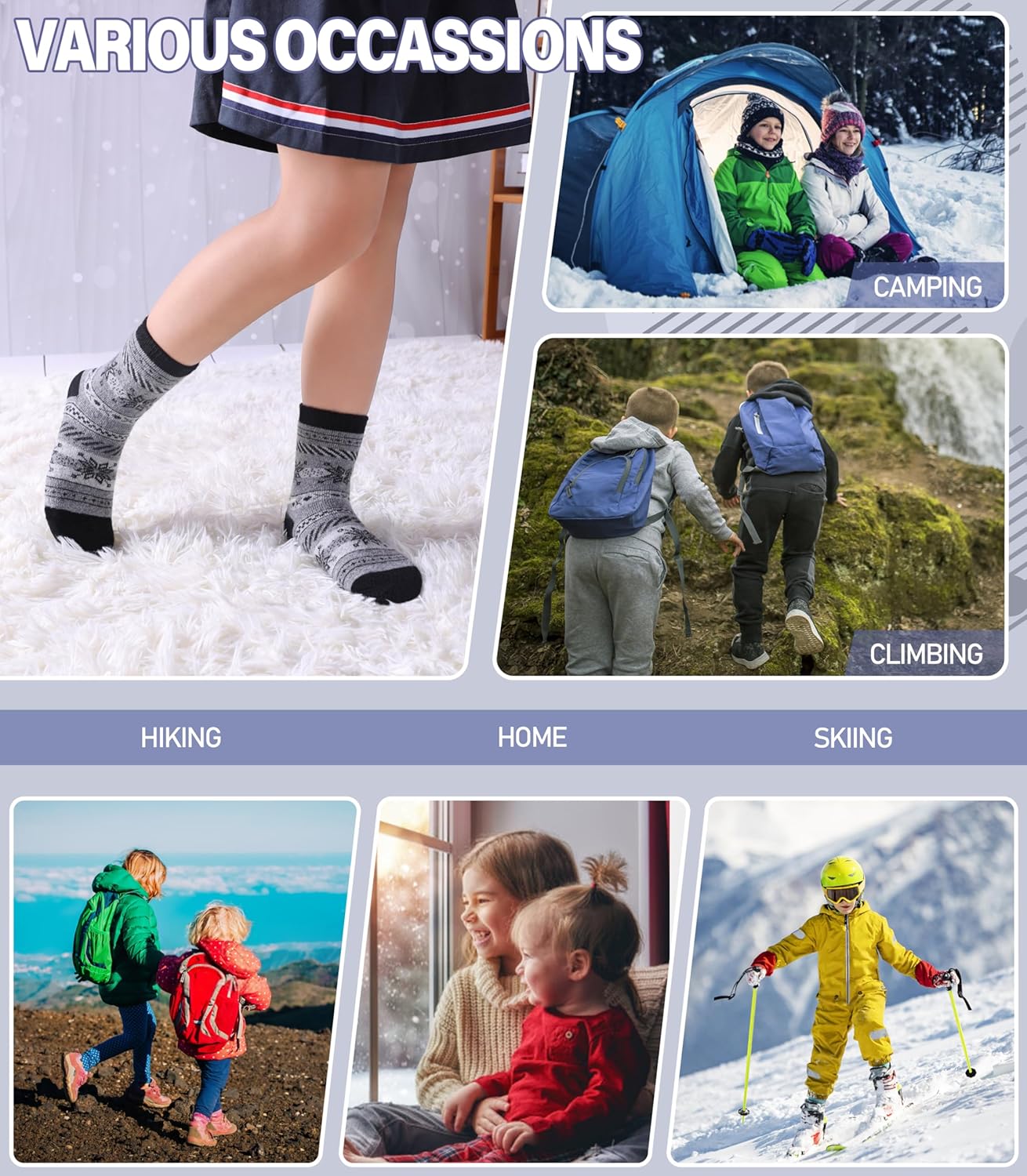 Kids Merino Wool Hiking Socks for Boys Girls Toddlers Thermal Winter Warm Thick Crew Boot Snowboarding Gift Socks - Image 6