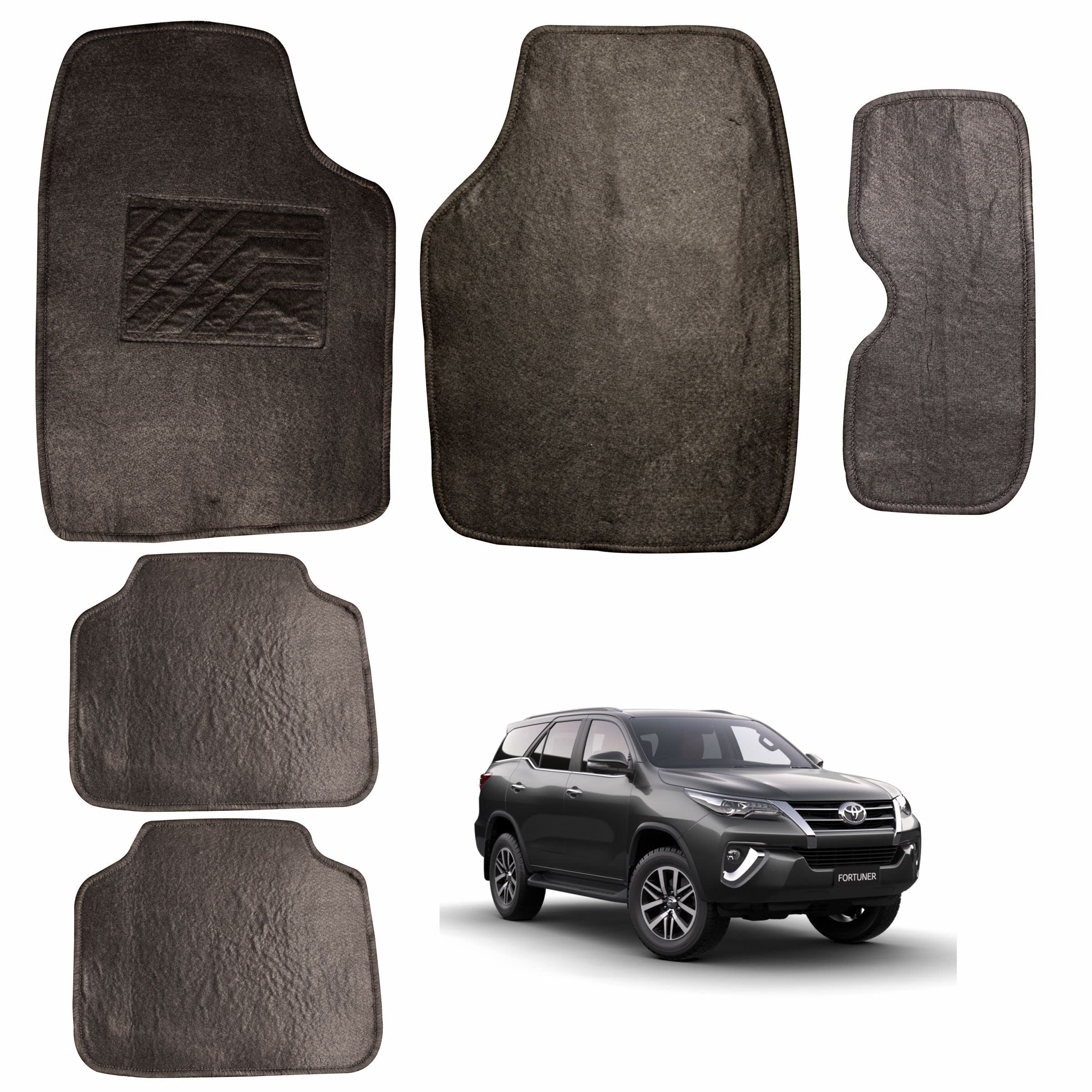 Anti Slip/Skid Feather Premium Soft Design Carpet Car Floor Mat Set of 5Pcs (Black Color) for Toyota Fortuner New