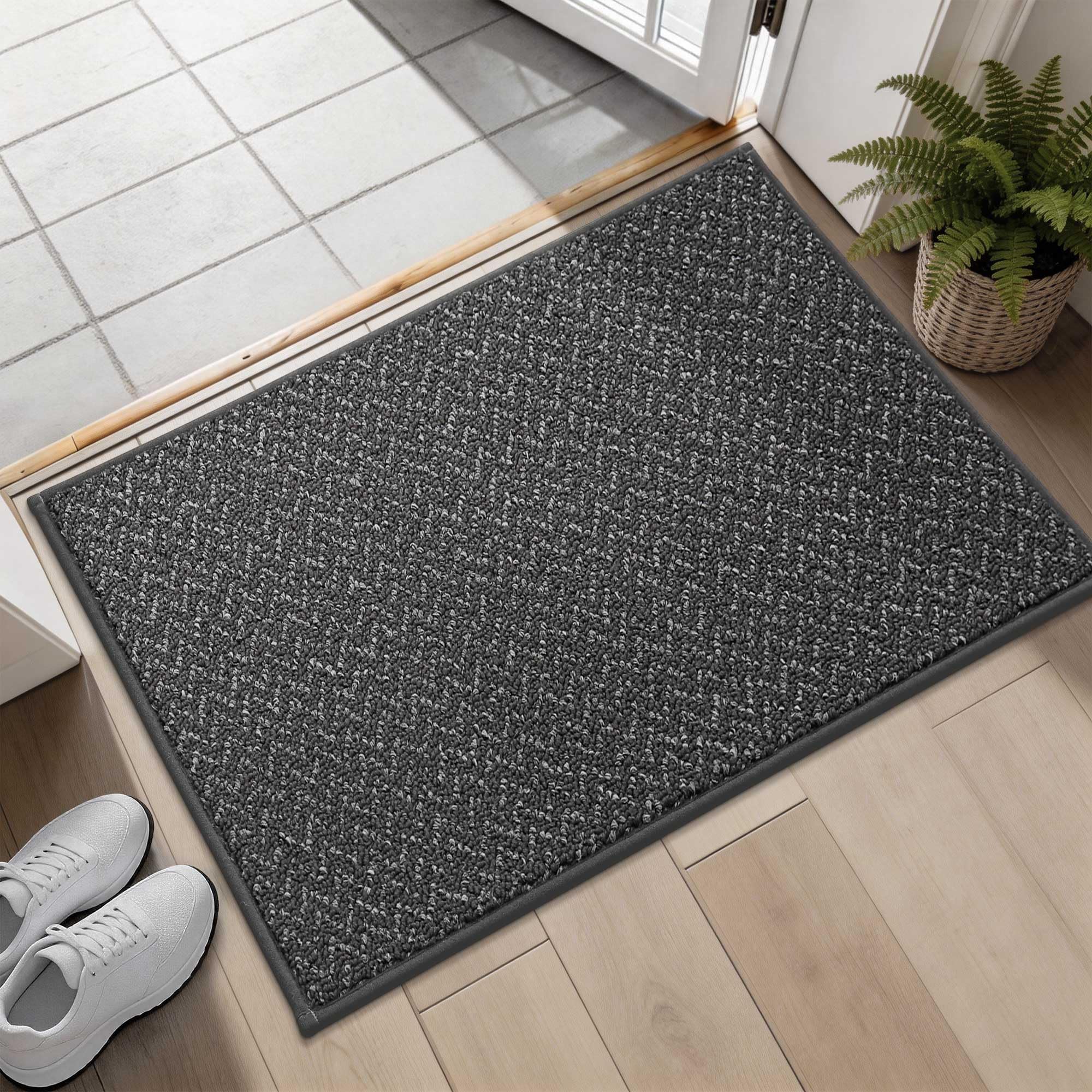 COSY HOMEER Indoor Doormat 50x80cm, Nonslip TPR Backing Indoor Floor Mat for Inside Door Entrance Entryway, Polypropylene Washable Back Door Mat Area Rugs Grey