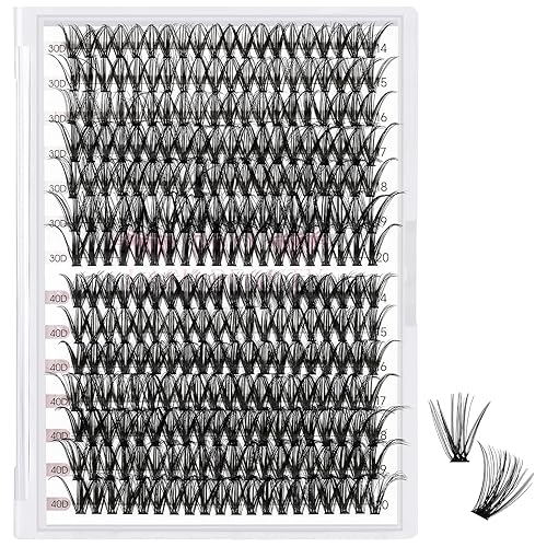 Miniatura 17 de 280 Piezas Pestañas Individuales 30D Clusters de Pestañas Mixtas Estilo Diablo Pestañas que Parecen Extensiones de Pestañas Pestañas Wispy Pestañas