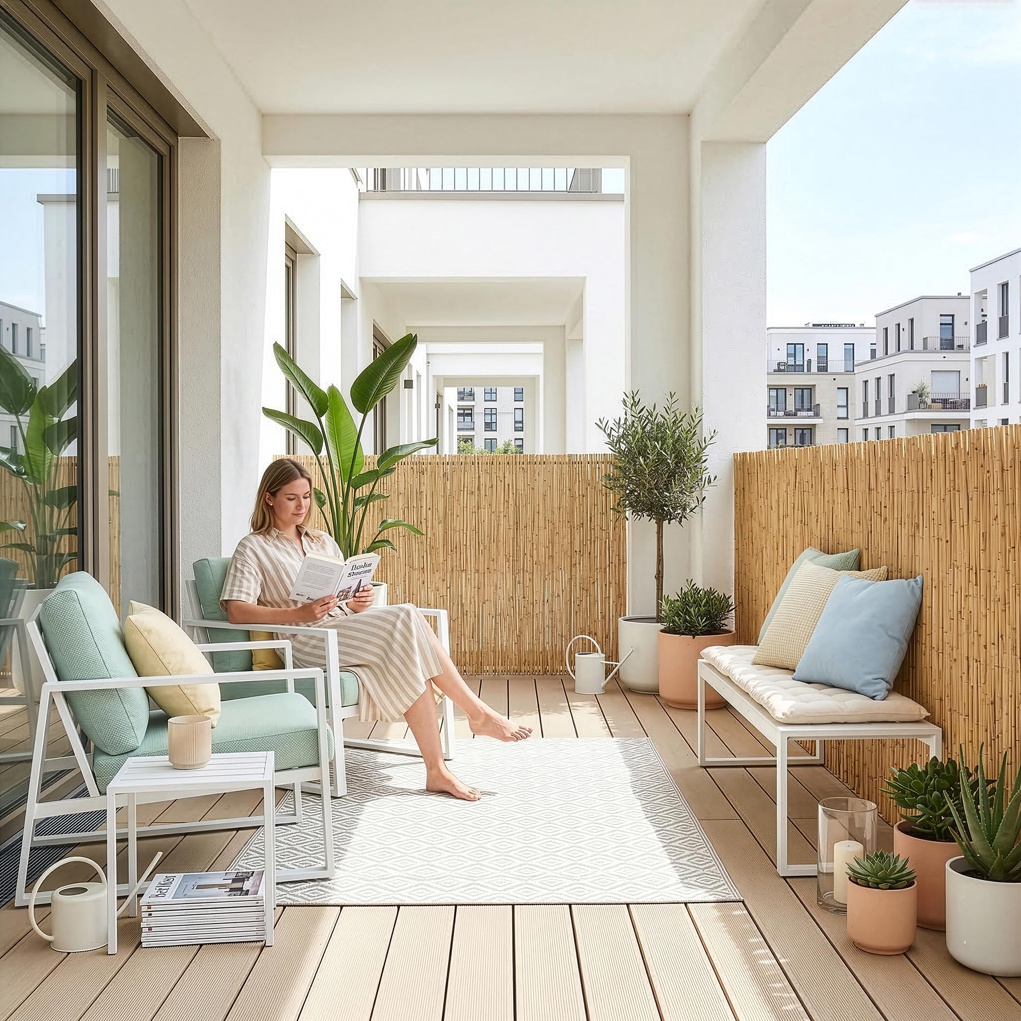 casa.pro Canisse en Roseau Brise-Vue Naturel pour Jardin Terrasse Cache Vue Balcon Palissade Protection contre Regards Vent Soleil Clôture Décorative Séparation Résistant 150 x 300 cm Naturel