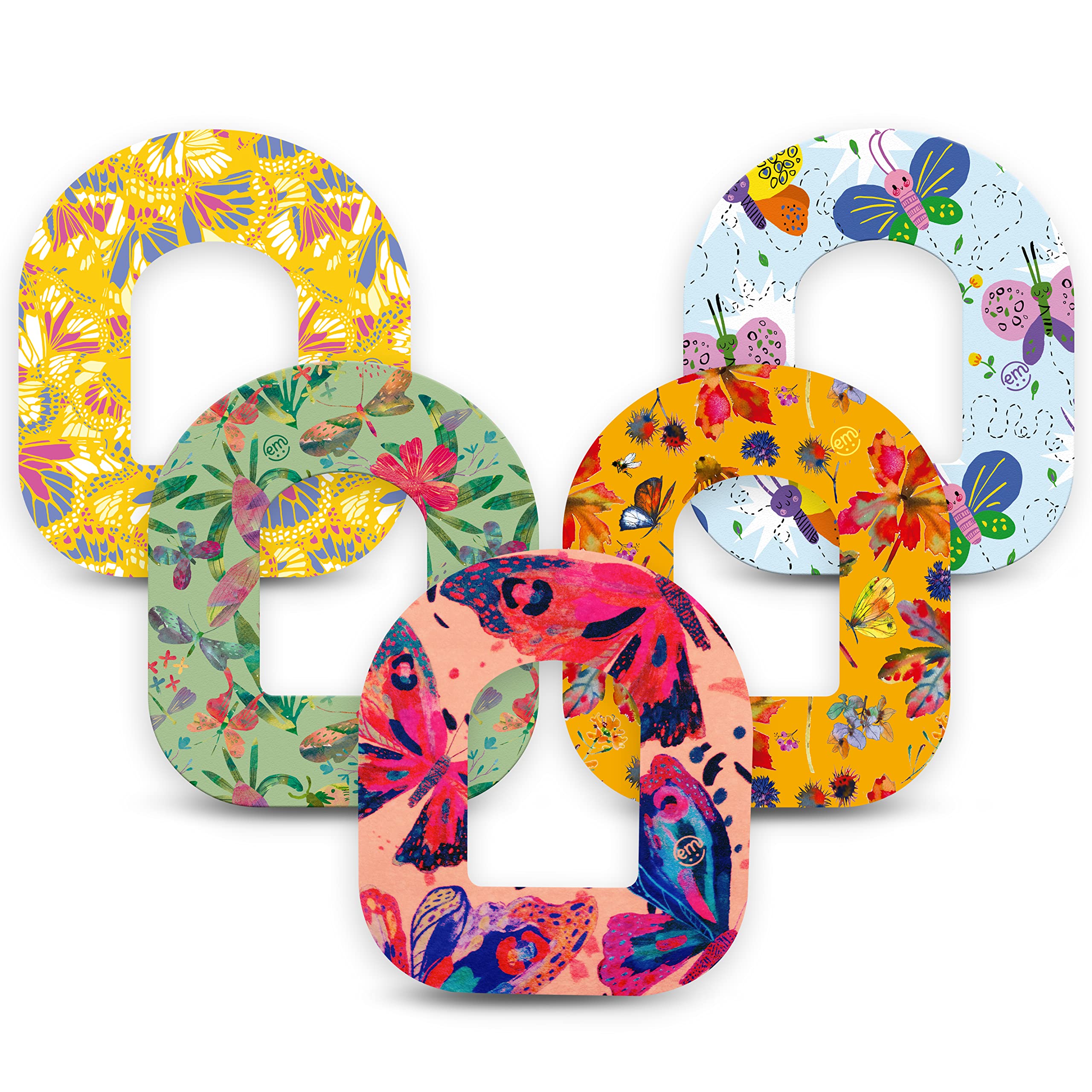 ExpressionMedAdhesive Patch for Omnipod (5-Pack) - Made in The USA, Waterproof, Split Backing, CGM Tape (Rainbow Butterfly)
