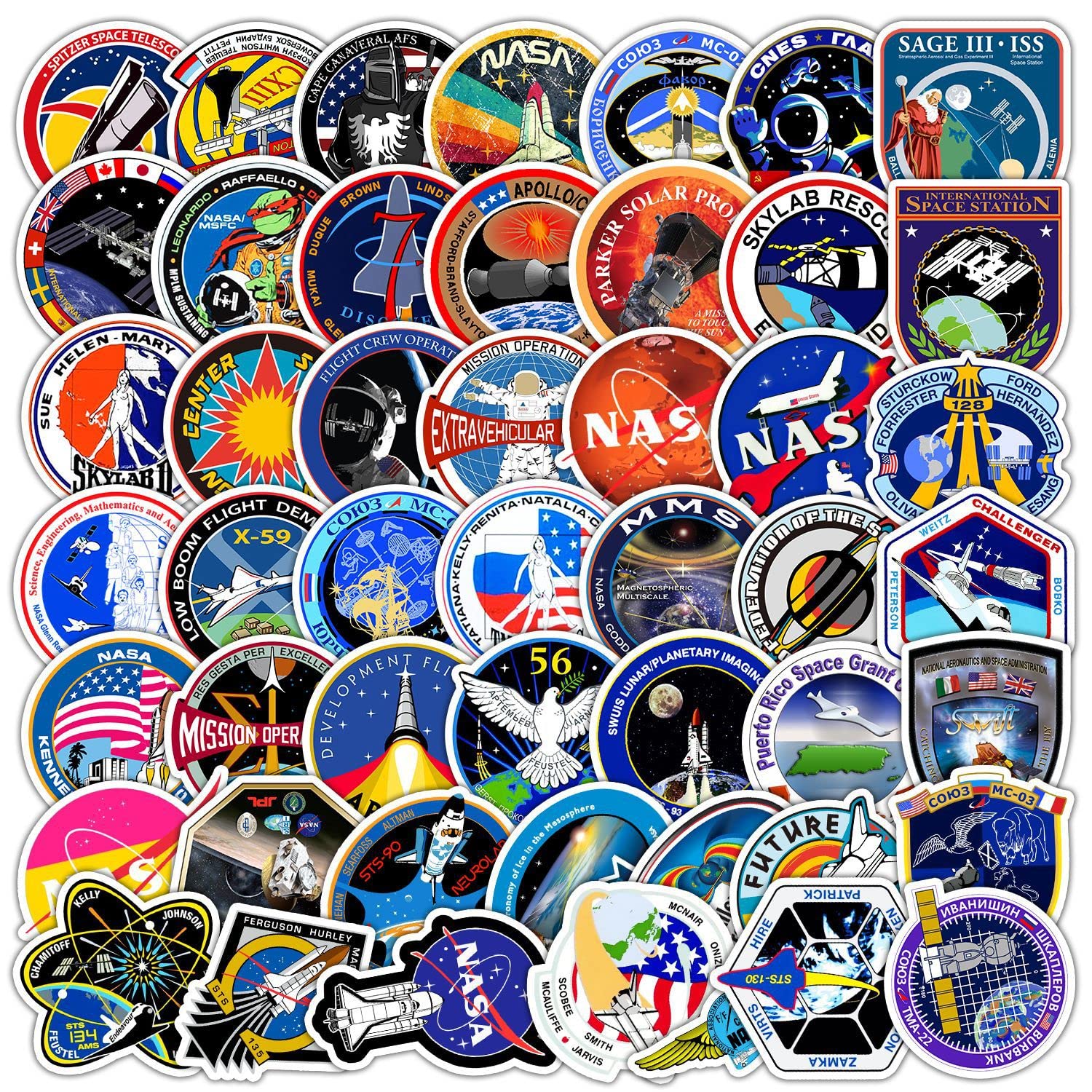 50Pcs Space Stickers Laptop Car Scrapbook Phone Skateboard Suitcase Luggage Bike Space NASA Stickers Vinyl Waterproof Aesthetic Personalised Stickers for Teens Boys Girls Adults Children