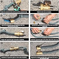 Vista 3 de Adaptador de extremo de manguera telescópica de jardín con válvula de cierre, kit de accesorios de extremo de manguera retráctil de jardín, adecuado