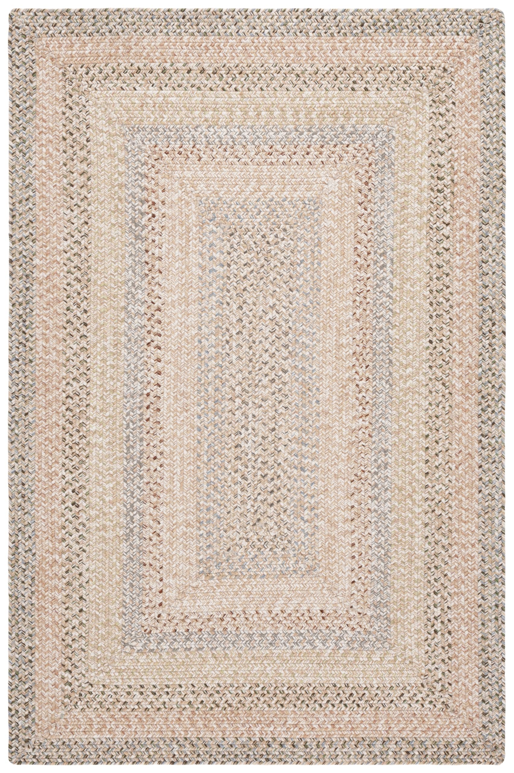 SAFAVIEH Washable Rug Outdoor Braided Collection - 3' x 5', Beige & Light Grey, Handmade & Reversible, Non-Shedding & Easy to Clean, Ideal for Patio,