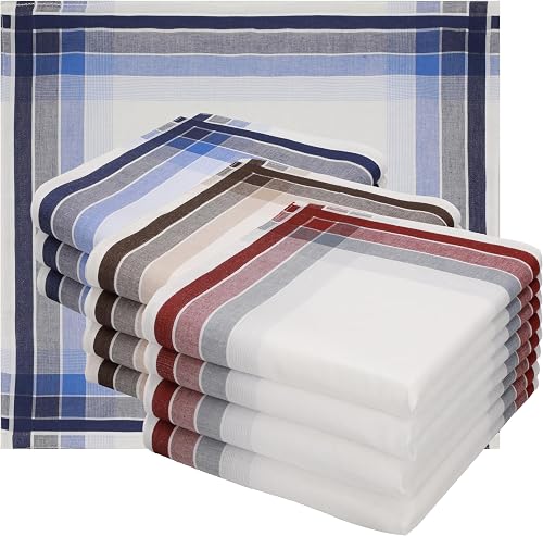 Betz 12 Stück Taschentücher Herrentaschentücher Stofftaschentücher Damen- Männertaschentücher 100% Baumwolle Größe 40x40 cm - Leo 4