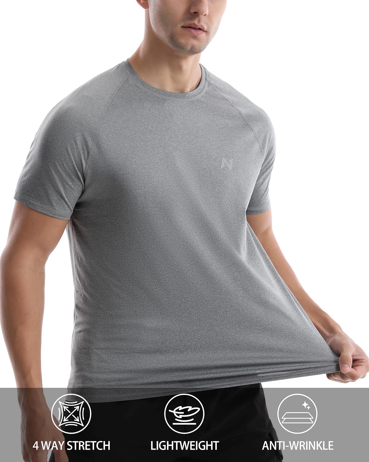 isnowood UPF 50+ Swim Shirts for Men, Sun Protection Short Sleeve Rash Guard Mens Quick Dry Surf Athletic Beach Shirt - Image 4