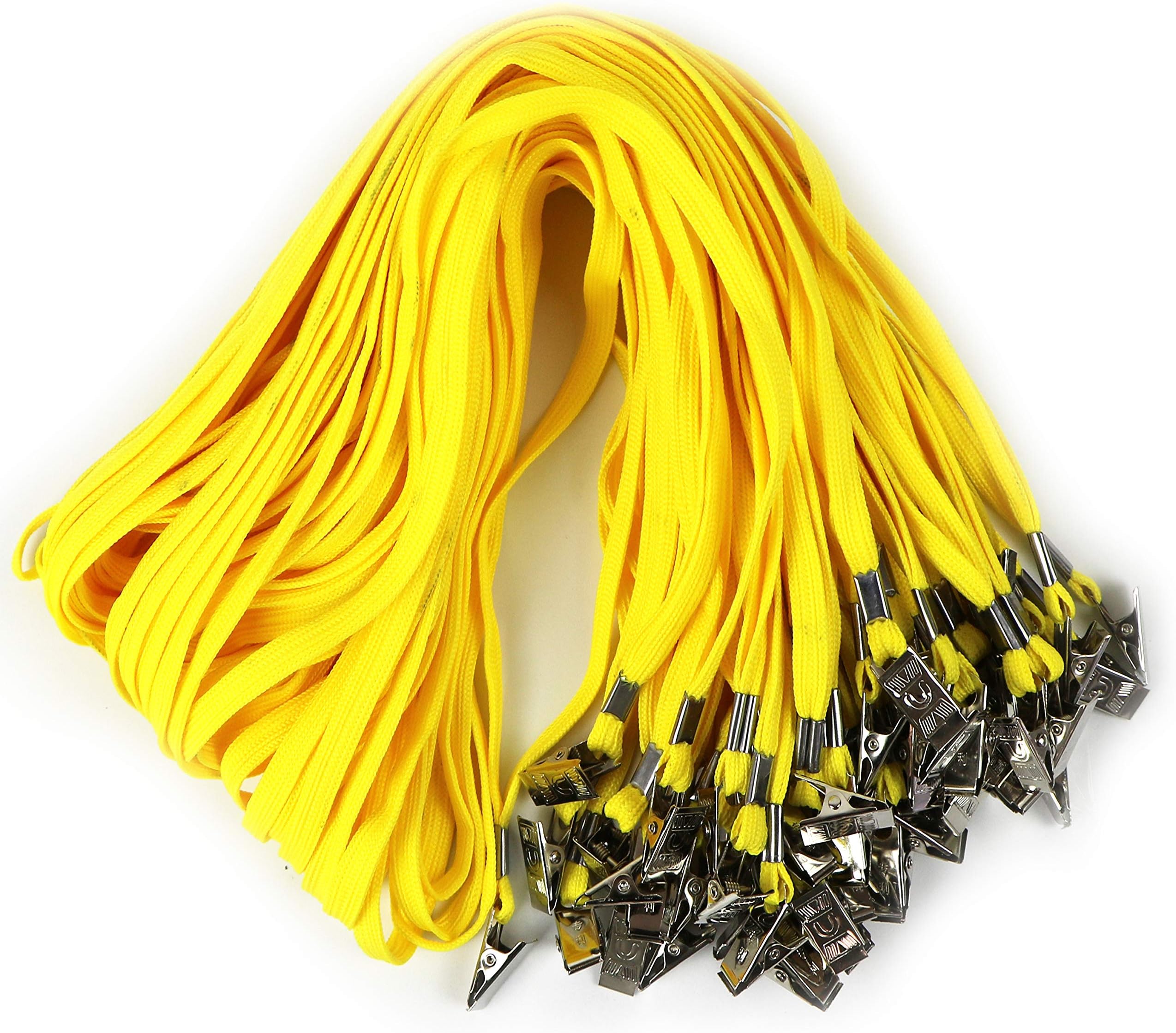 Beebel Yellow Lanyards 50PCS 32-Inch Flat Lanyard with Badge Clip (Yellow)