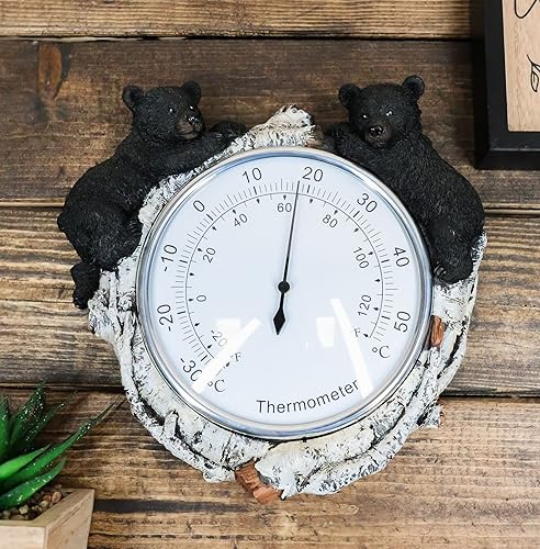 Miniatura 3 de Ebros Gift Termómetro de pared de rama de abedul, bosque de vida silvestre, caprichoso, oso, cabaña, cabaña, cabaña, cabaña, cabaña, cabaña, casa de