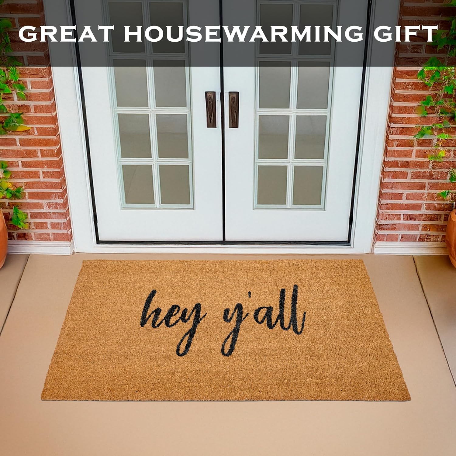 MAINEVENT Hey Y'all Door Mat 48x24 Inch, Large Welcome Mat for Covered Outdoor Area, Front Door MatwW/Non-Slip PVC Backing, Oversized Doormat Coir