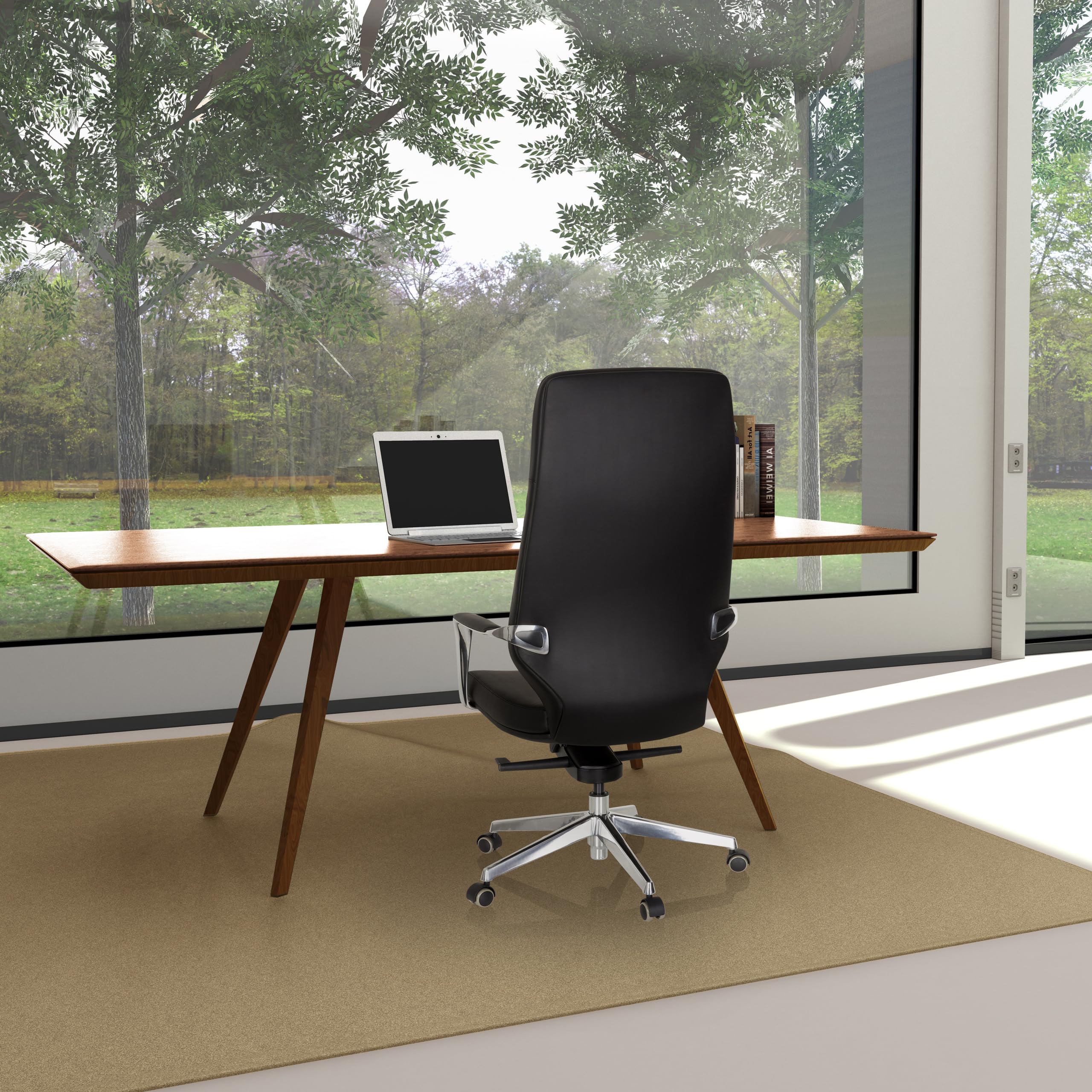 HJH Office 600983 Elegante sedia direzionale VELVET ecopelle nera Sedia da ufficio con schienale alto