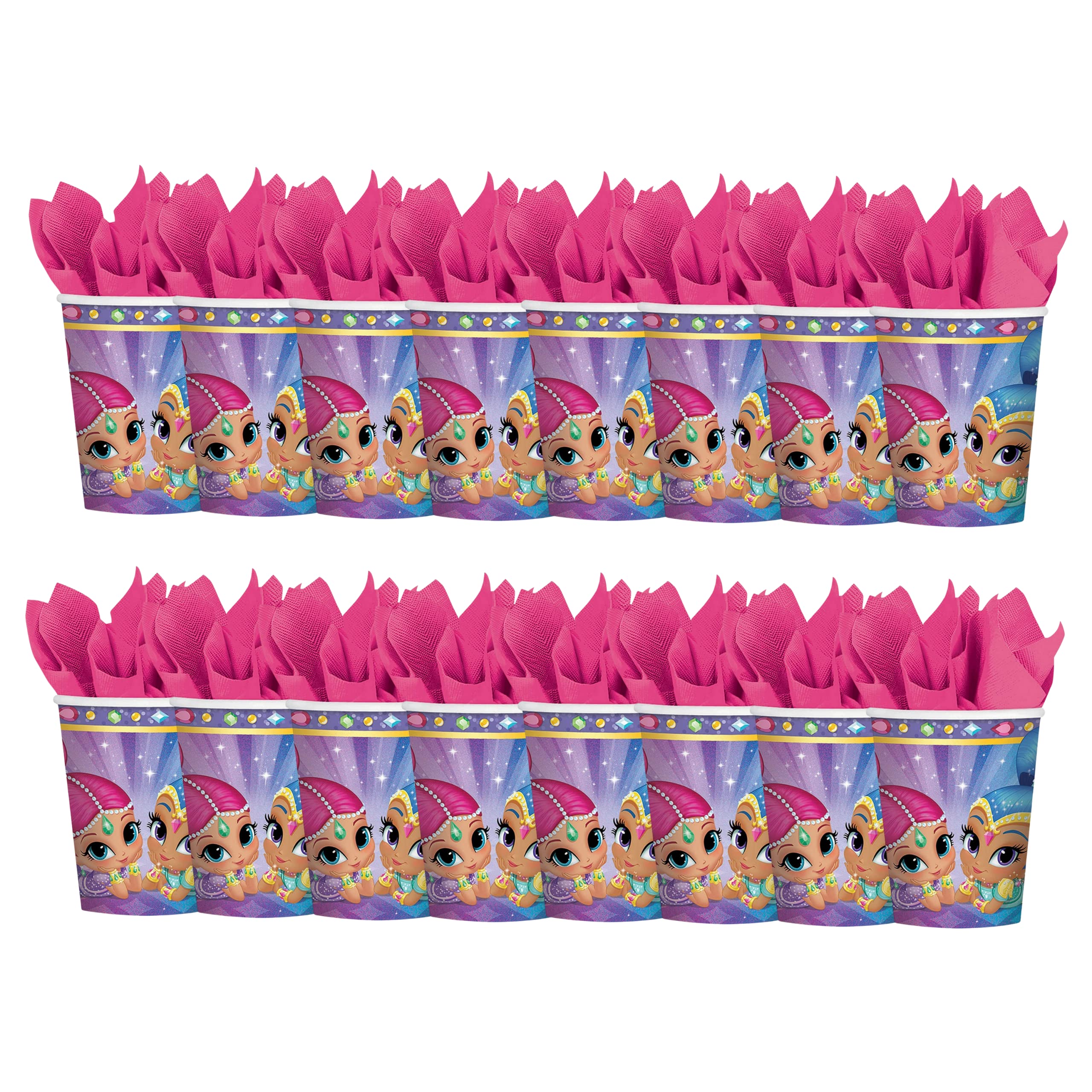 Toptoys2u Bargain Bundles Shimmer and Shine Party Cups Pack of 2 Cups - 16 Cups in Total