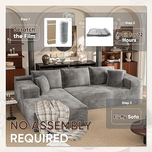 Vista 3 de VICTONE 108” Cloud Sectional Couches, Boneless Couch Modular L-Shaped Sofa with Deep Seat, Modern Comfort Upholstered Sofas for Living Room, No