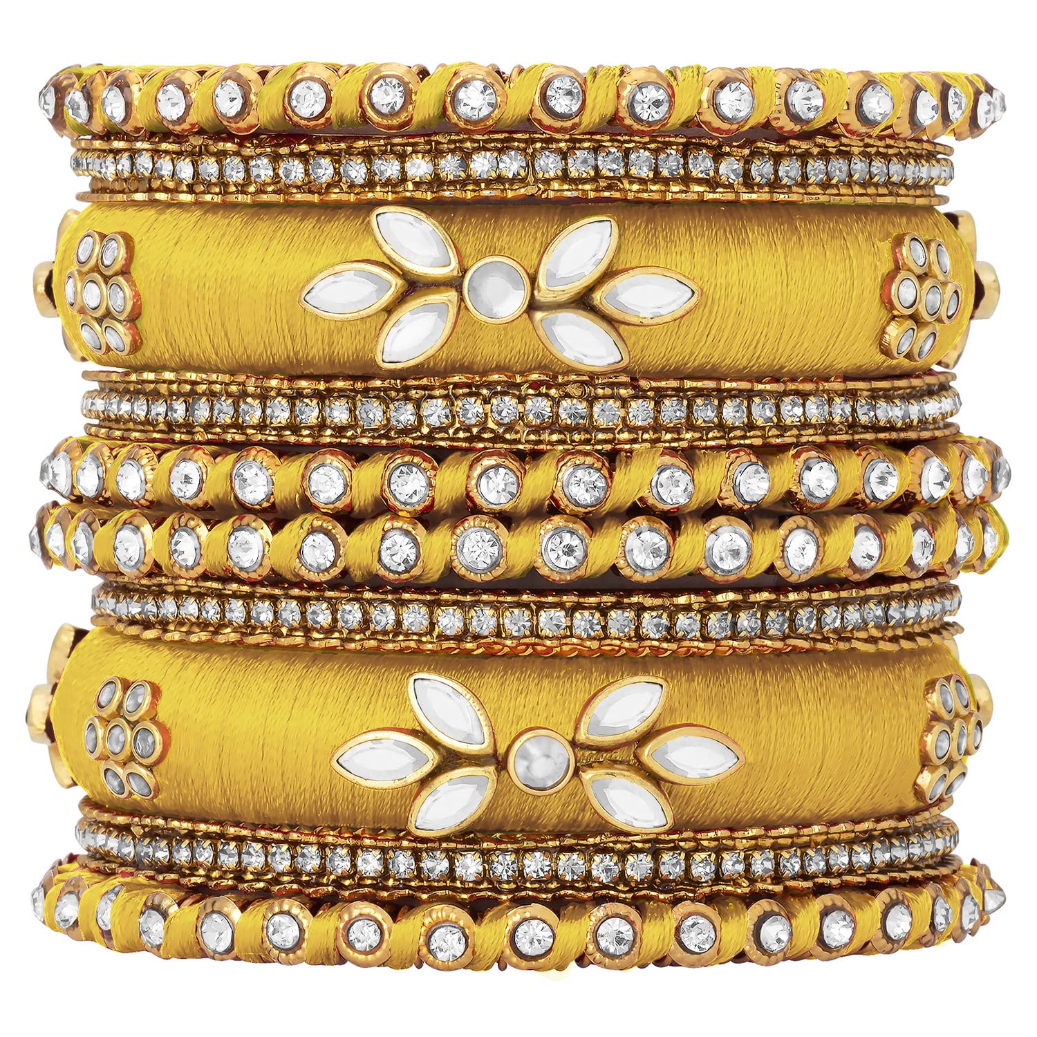 AheliAheli Royal Design Silk Thread Bangle Set Saree Matching Chuda Indian Traditional Wedding Fashion Jewelry Gift for Women