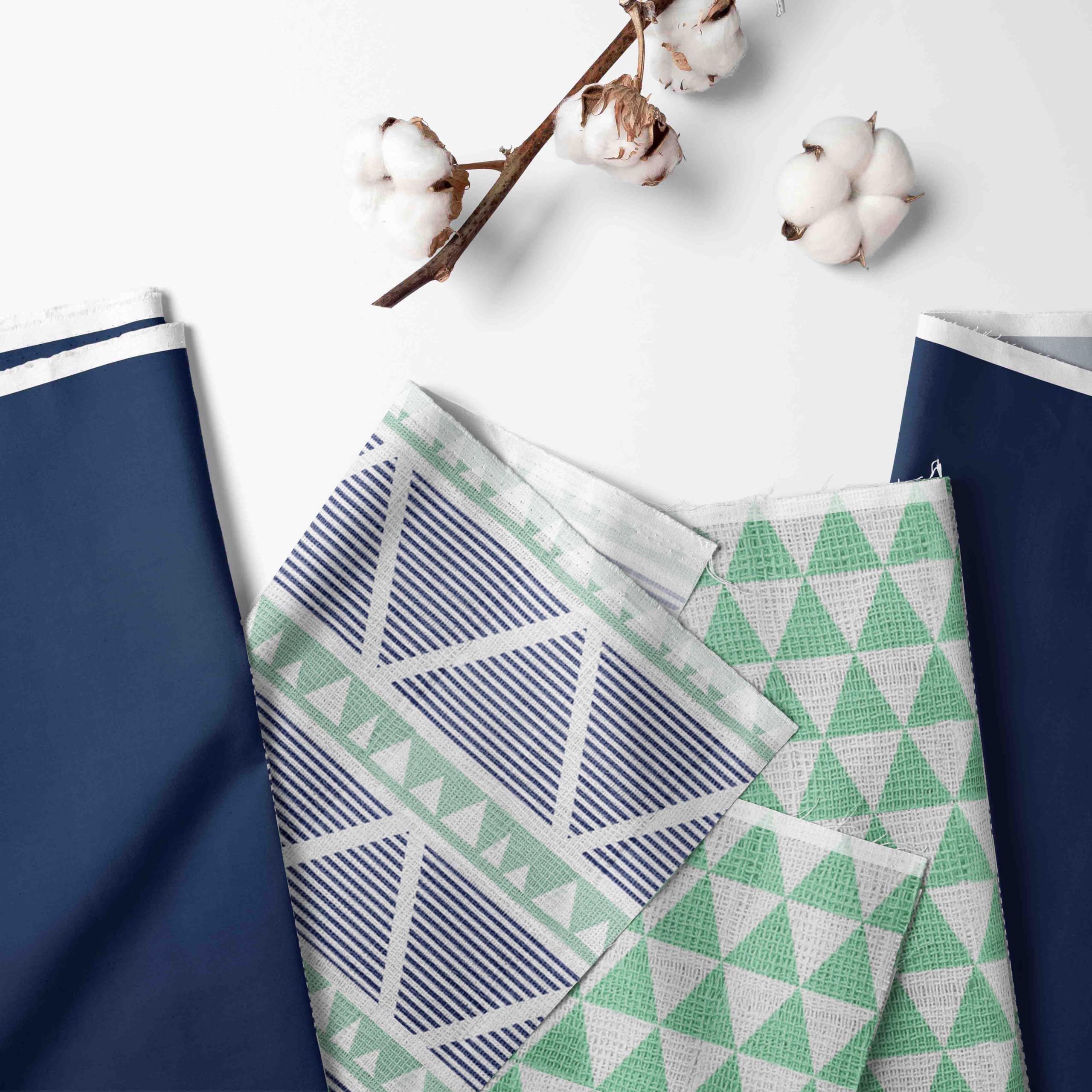 Bacati - 100 Percent Breathable Cotton Muslin 4 Piece Nursery Baby Crib Bedding Set for Boys/Girls US Standard Crib (Triangles Mint/Navy)