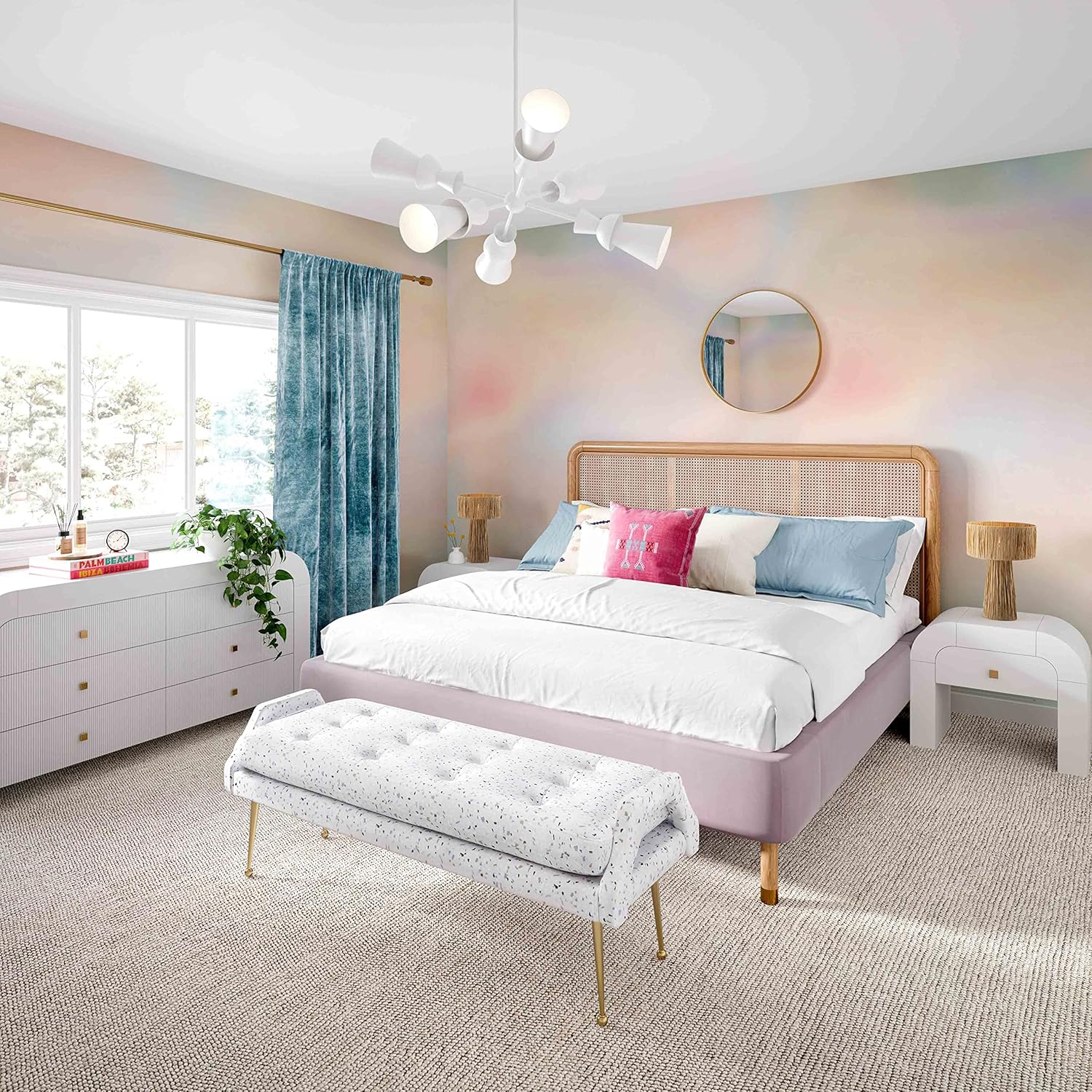 White 1-Drawer Nightstand with Modern Design