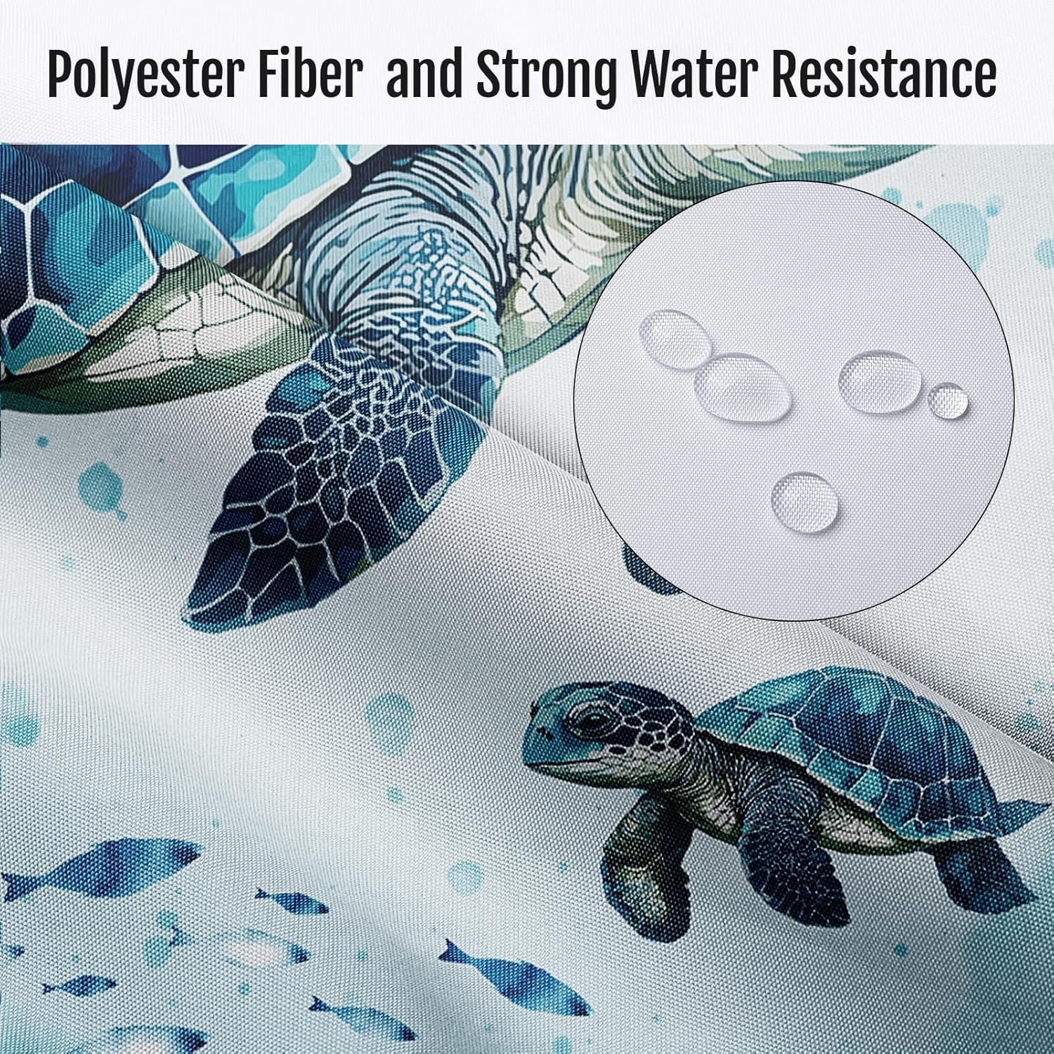 4 Piece Shower Curtain Sets, Sea Turtle Fish Summer Animal with Non-Slip Rugs, Toilet Lid Cover and Bath Mat, for Bathroom Decor Set, 72" x 72"