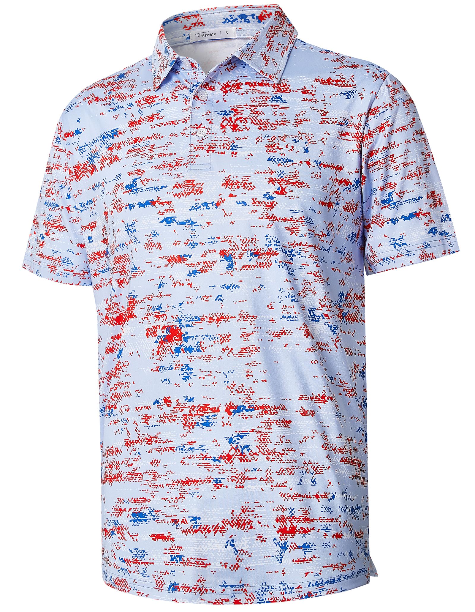 zeetoo Mens Polo Shirts Short Sleeve Moisture Wicking Performance Golf Shirt with Print Athletic Casual Work Golf Polos