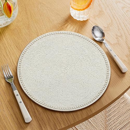 Miniatura 5 de Manteles individuales redondos de 13 pulgadas, hechos a mano, elegantes manteles individuales redondos para mesa de comedor para Acción de Gracias,