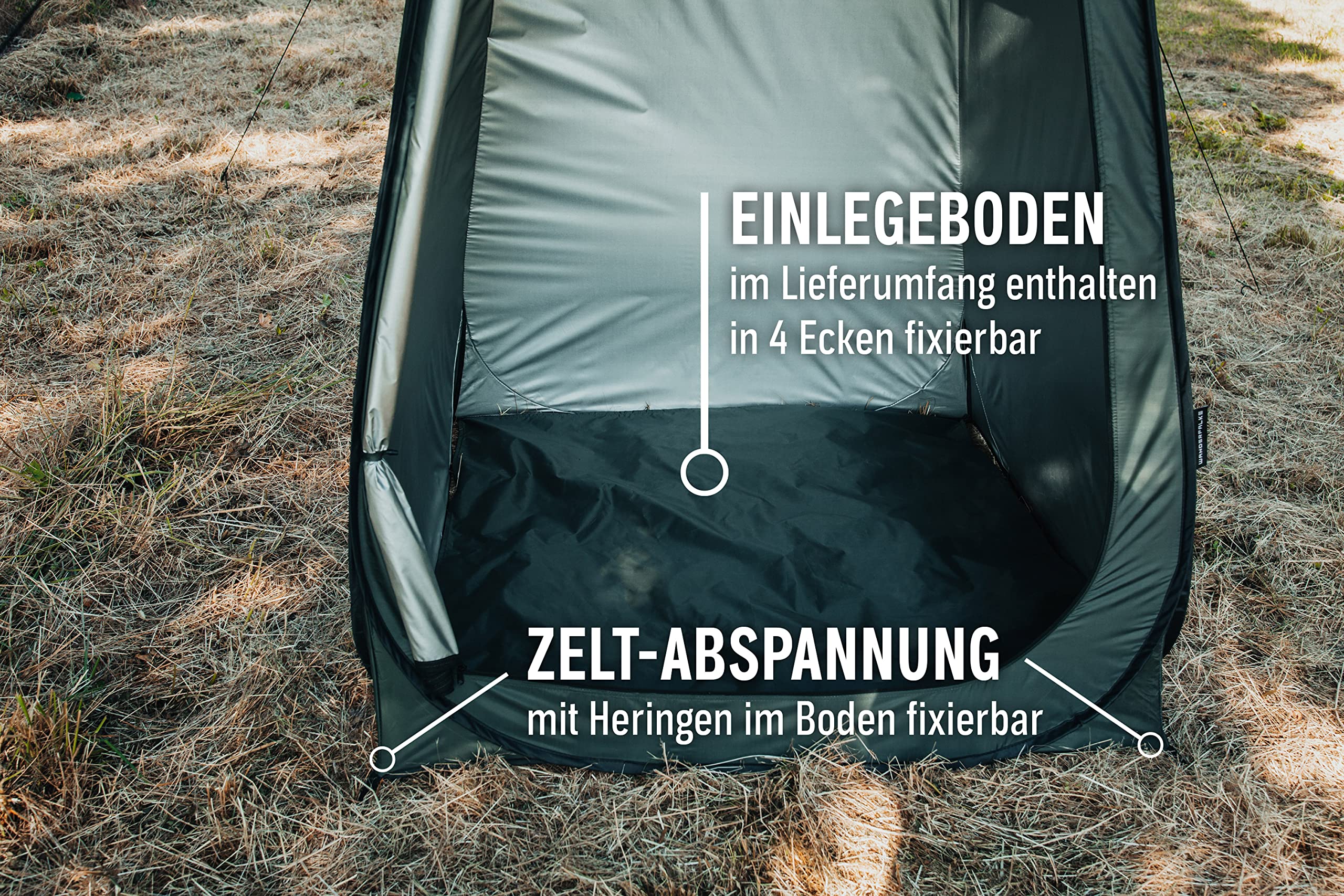 WANDERFALKE XL Pop Up namiot przebieralni, namiot toaletowy, namiot prysznicowy 120 x 120 x 210 cm, do użytku na zewnątrz, na kemping, wędkowanie, plażę, w zestawie torba do przenoszenia (zielona