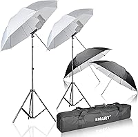 Vista 1 de EMART 33 inch Reflective Photography Umbrella,Studio Camera Photographic Props with Adjustable Light Stand,Flash Diffuser for Speedlight(4 Pack)