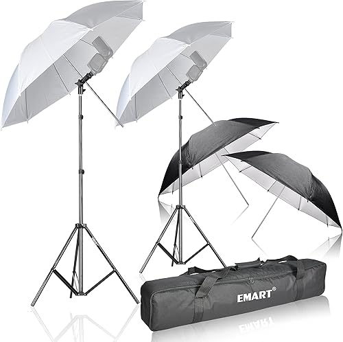 EMART Paraguas reflectante de fotografía de 33 pulgadas, accesorios fotográficos para cámara de estudio con soporte de luz ajustable, difusor de