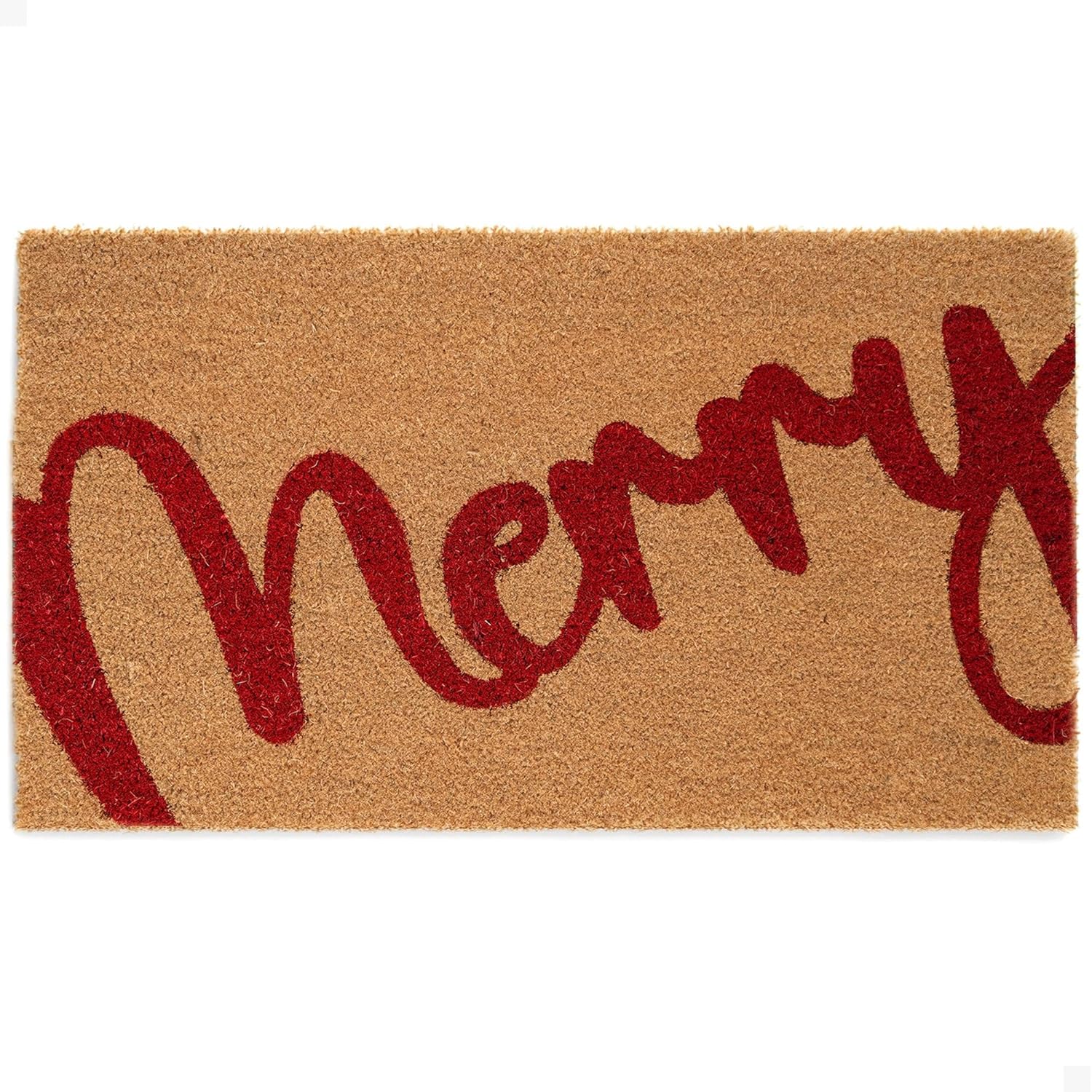 theodore magnus christmas door mat - welcome mat for front door with non-slip backing - durable doormat - perfect for outside entrance matt - outdoor/indoor - merry berry - 17" x 30"