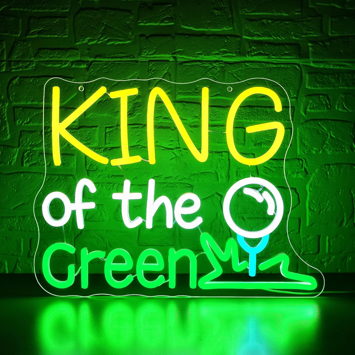 King of The Green Neon Sign for Wall Decor Golf Neon Light for Man Cave Dimmable LED Light Up Sign for Golf Course Gym Club Bedroom Park Party Club Decor Birthday Gifts Size15.6 * 11.8In(WZCP143)
