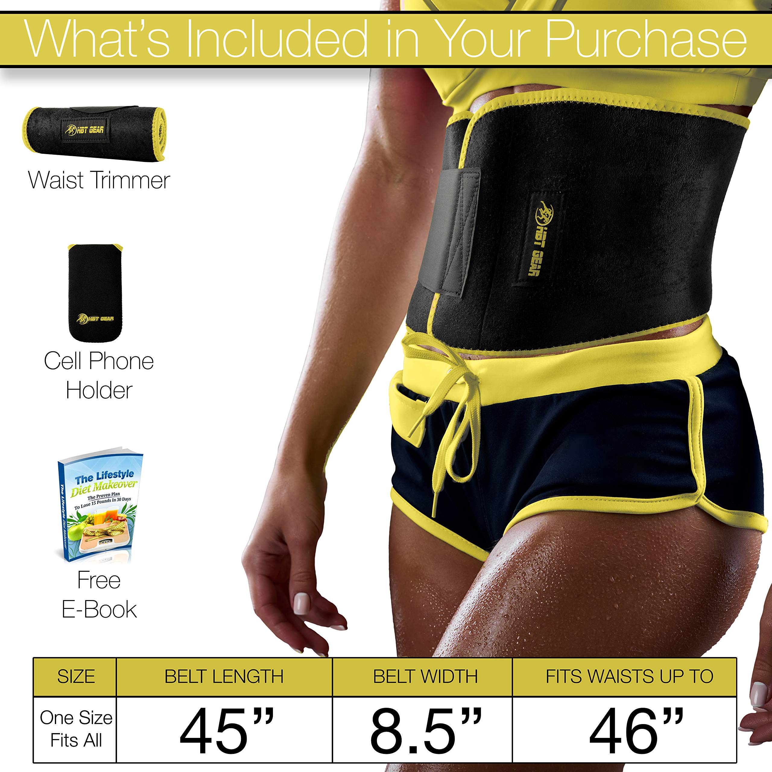 Waist Trimmer Belt for Men and Women - Designed for Sweat Workout and Trimming Your Waist - Carrying Bag Included