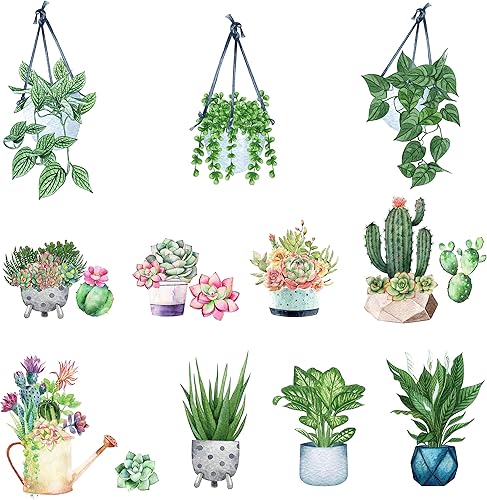 IARTTOP Calcomanía de pared de plantas en maceta verde con flores, plantas en maceta, calcomanías de pared para colgar en macetas, calcomanías de IARTTOP Calcomanía de pared de plantas en maceta verde con flores, plantas en maceta, calcomanías de pared para colgar en macetas, calcomanías de