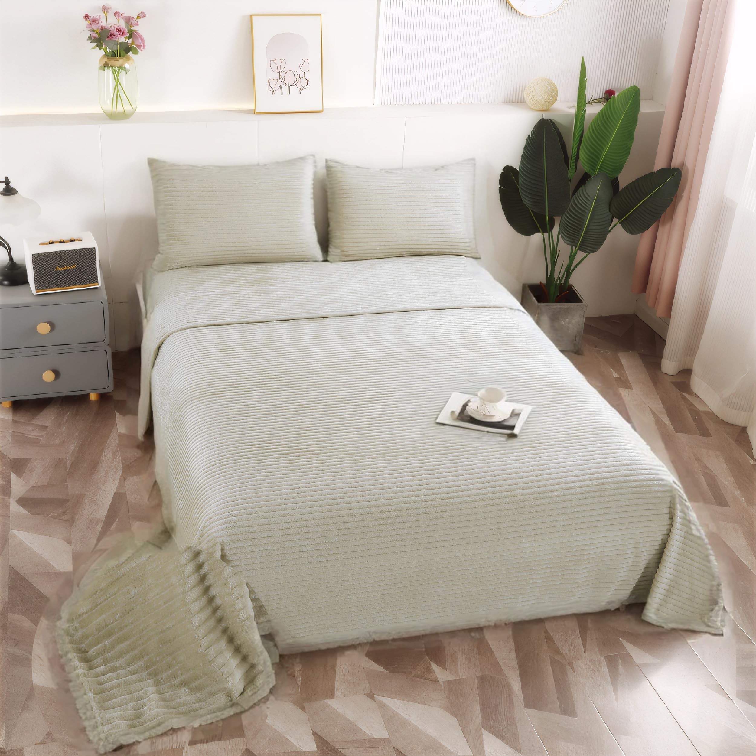 Juego de Sábanas Jacquard Termica 3 Piezas para Cama de 150 - Sábanas para Invierno Polar Cama Matrimonio | Bajera Ajustable 150x190/200+30cm, Encimera de 230x260cm y 2 Fundas Almohada 50x70cm