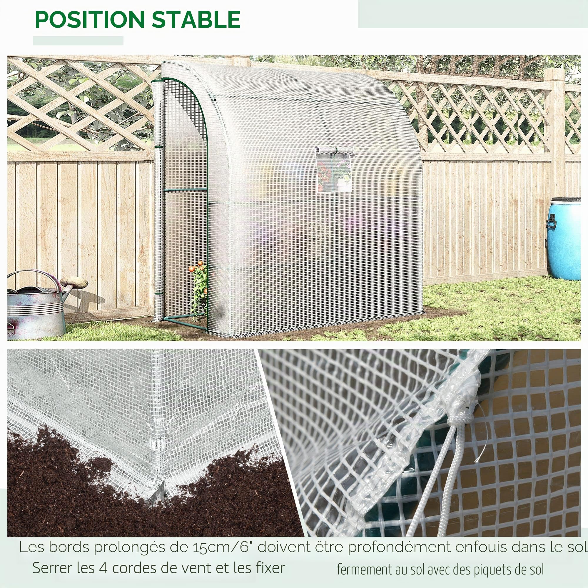 Outsunny Serre de Jardin PE avec Étagères 3 Niveaux 200x100x215 cm Blanc