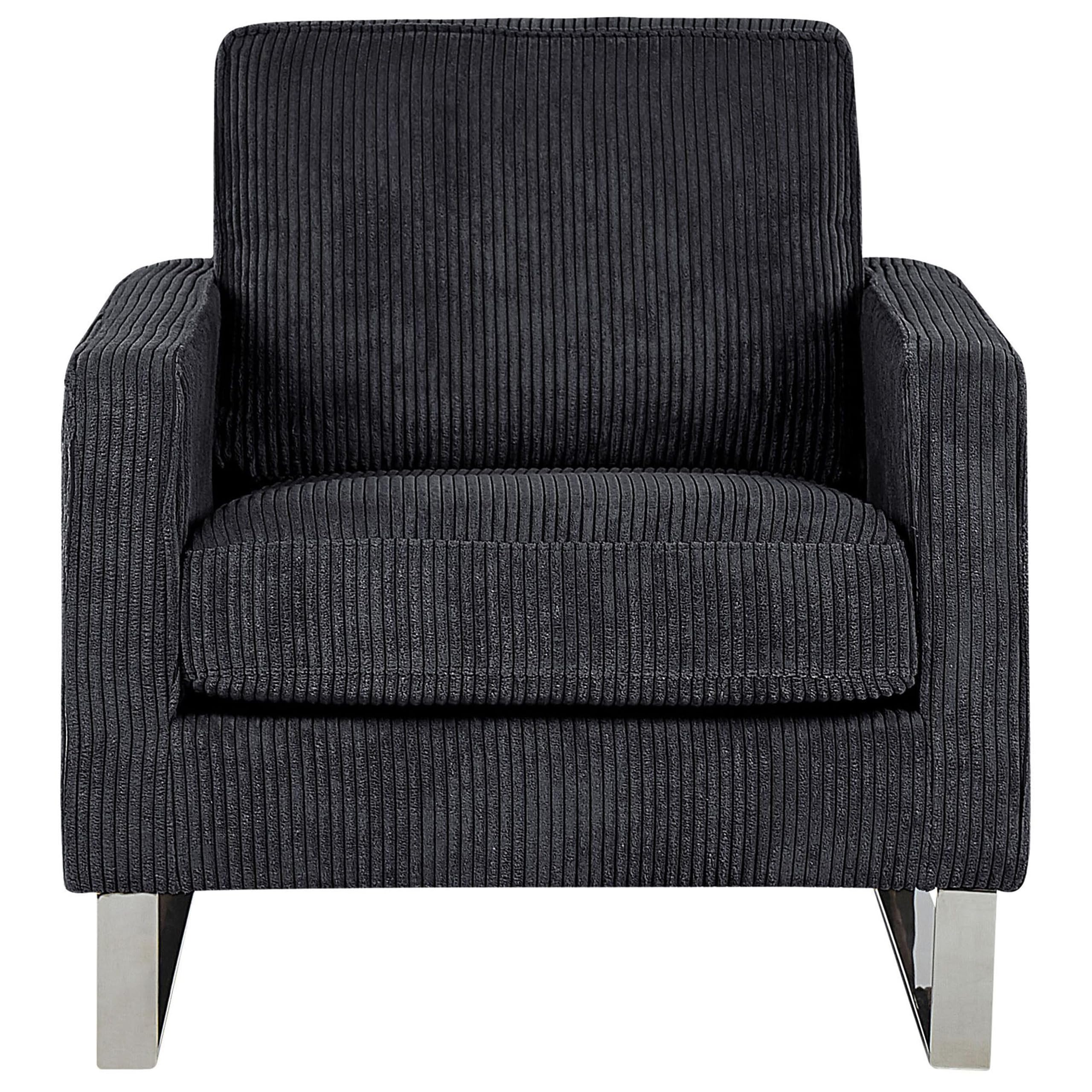 Beliani Retro Sessel Cord Füße aus Edelstahl schwarz Vind