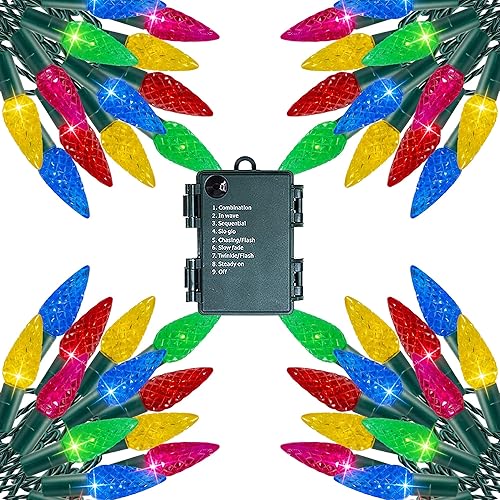 Miniatura 6 de Dazzle Bright Paquete de 4 50 luces LED de Navidad C6 de 17 pies + 2 paquetes de 120 luces LED solares de 39.4 pies