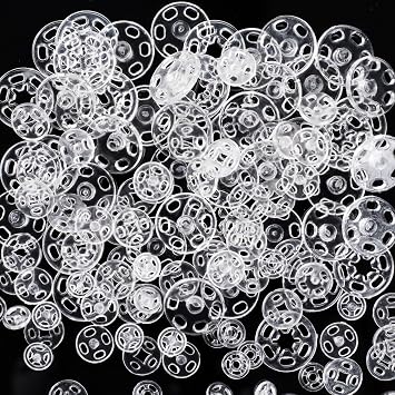 Pndeyo 36 Set Sew-on Snap Buttons, 7mm 10mm 15mm Plastic Snaps Fasteners, Invisible Clear Press Buttons for Shirt Skirt Jeans Coat Jacket Windbreaker Hats Shoes Bag