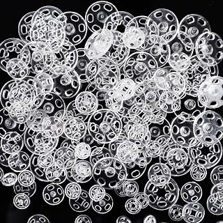 Pndeyo 36 Set Sew-on Snap Buttons, 7mm 10mm 15mm Plastic Snaps Fasteners, Invisible Clear Press Buttons for Shirt Skirt Jeans Coat Jacket Windbreaker Hats Shoes Bag