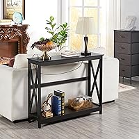 Vista 4 de Yaheetech Mesa consola de 40 pulgadas con tomas de corriente y puertos USB, mesa de entrada de madera con estación de carga y estante