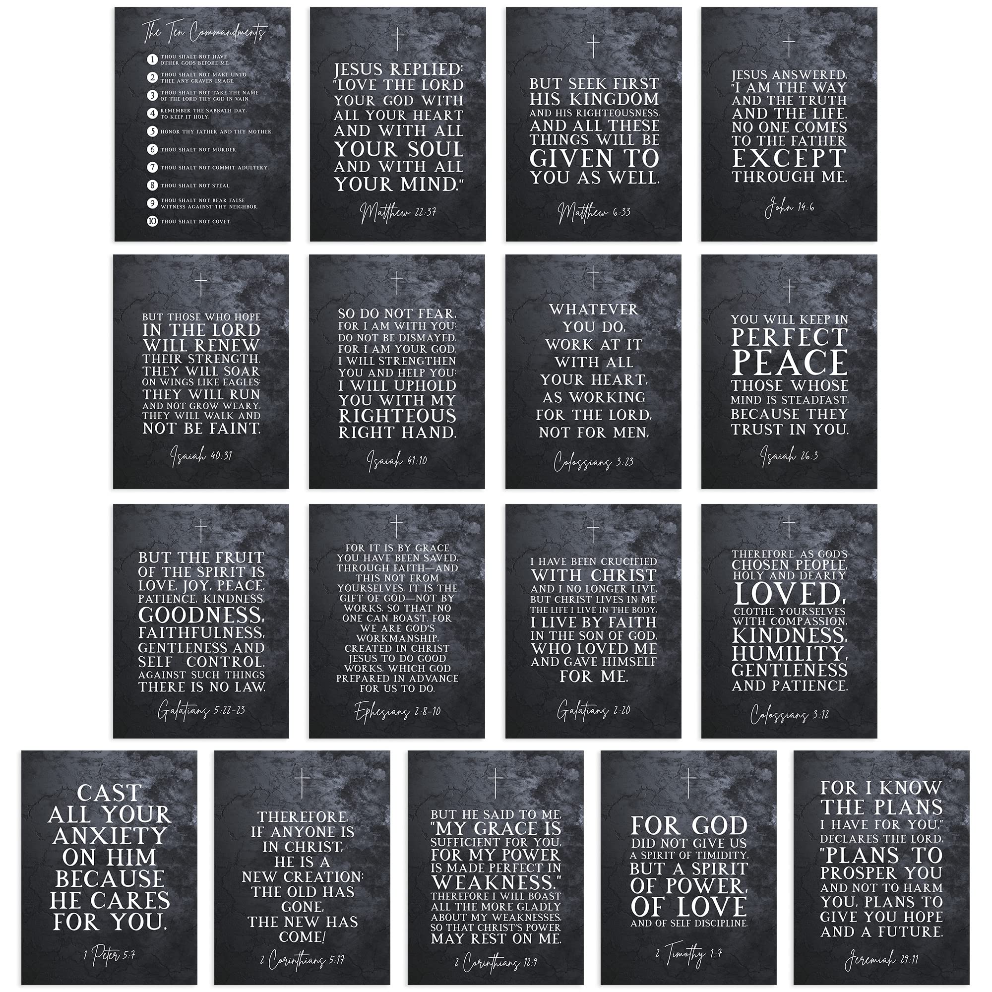 Artery8 Christian Holy The Lords Bible Scripture Verses Unframed Poster Art Print Mixed Pack of 17 A4