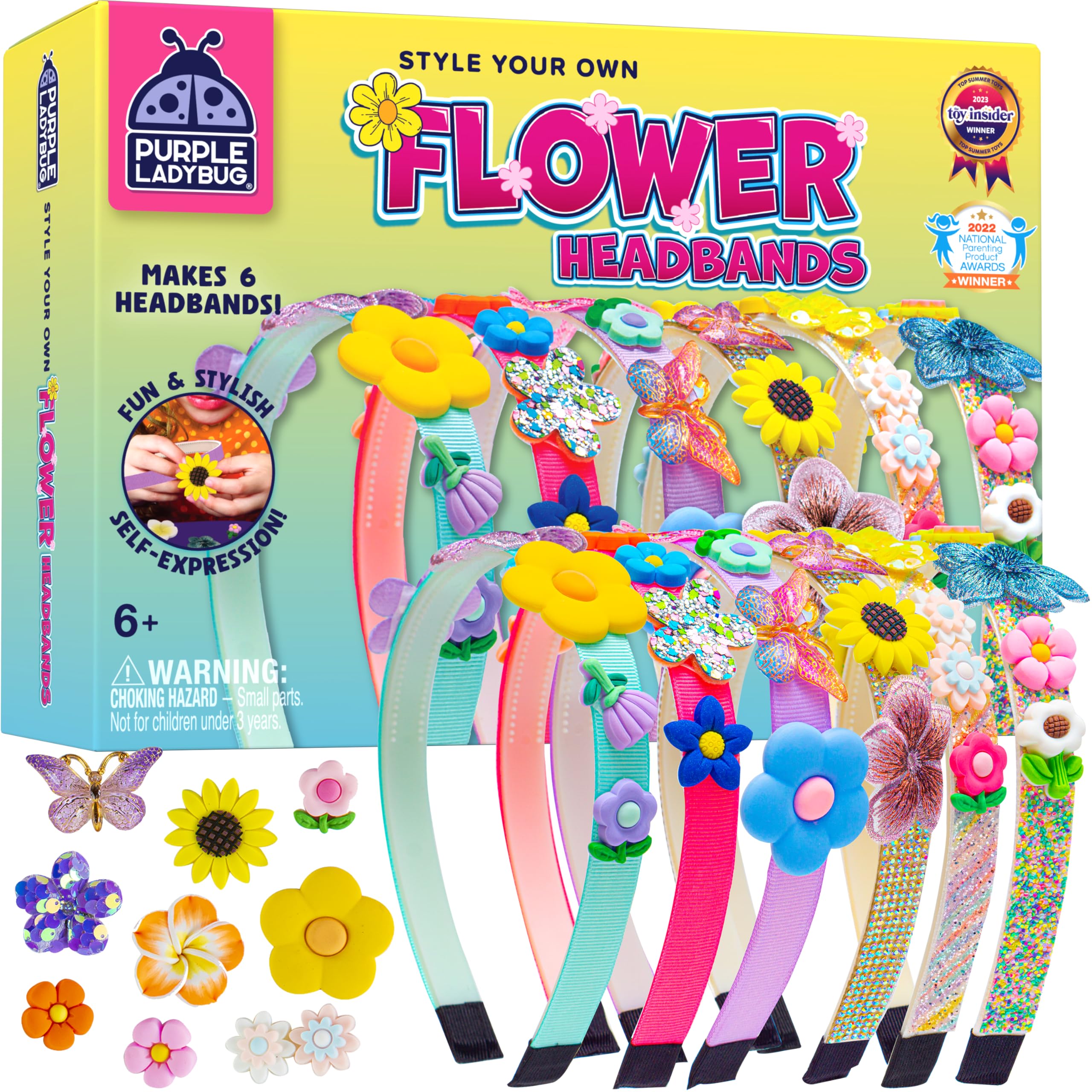 PURPLE LADYBUG DIY Headbands for Girls - Headband Making Kit, Decorative Craft Activity Set, Gift for Ages 6-9 Years Old, Christmas Gifts for Girls