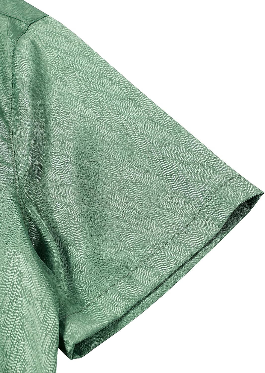 ZEROYAA Men's Luxury Shiny Satin Jacquard Shirt Modern Fit Short Sleeve Button Down Shirts for Summer Party Prom - Image 3