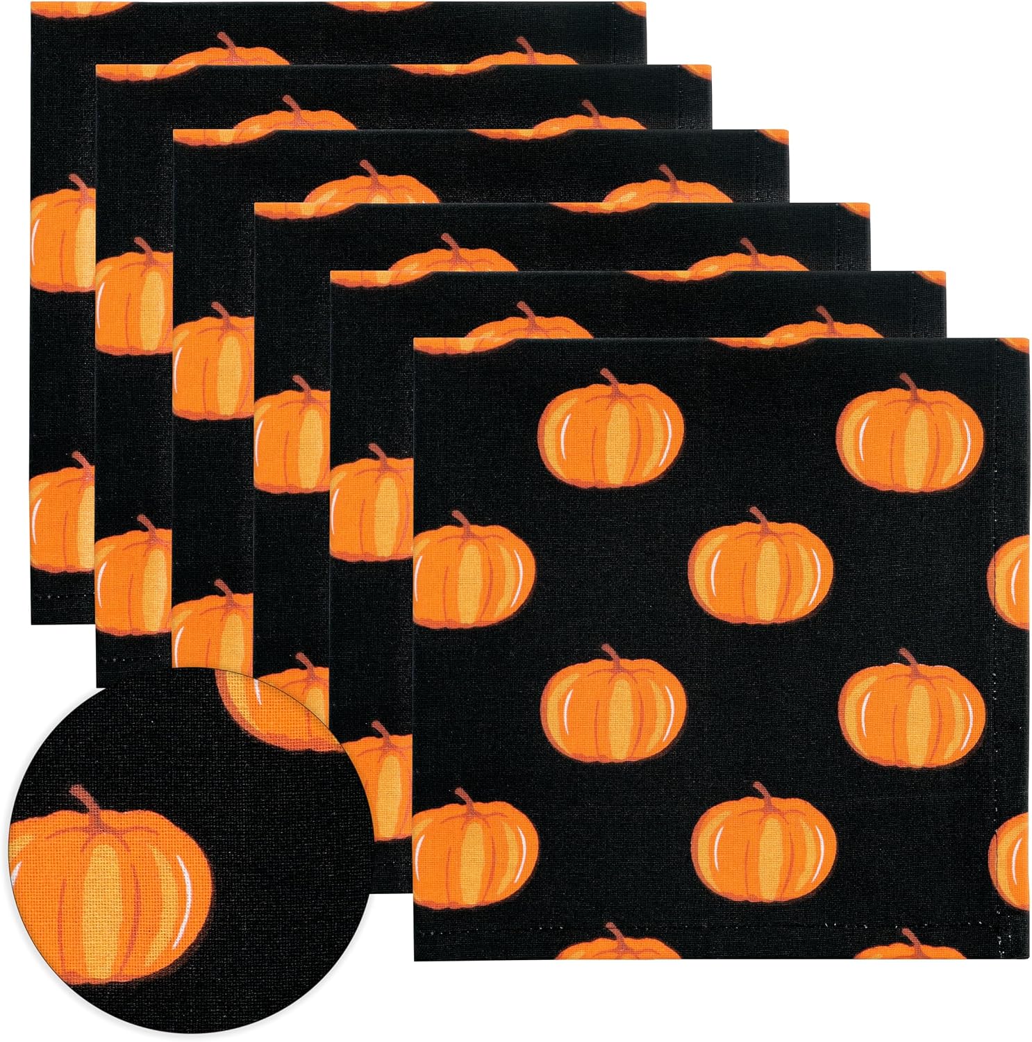 PurpleEssences Pumpkin Cloth Napkins, 18x18 in - Halloween Pumpkin