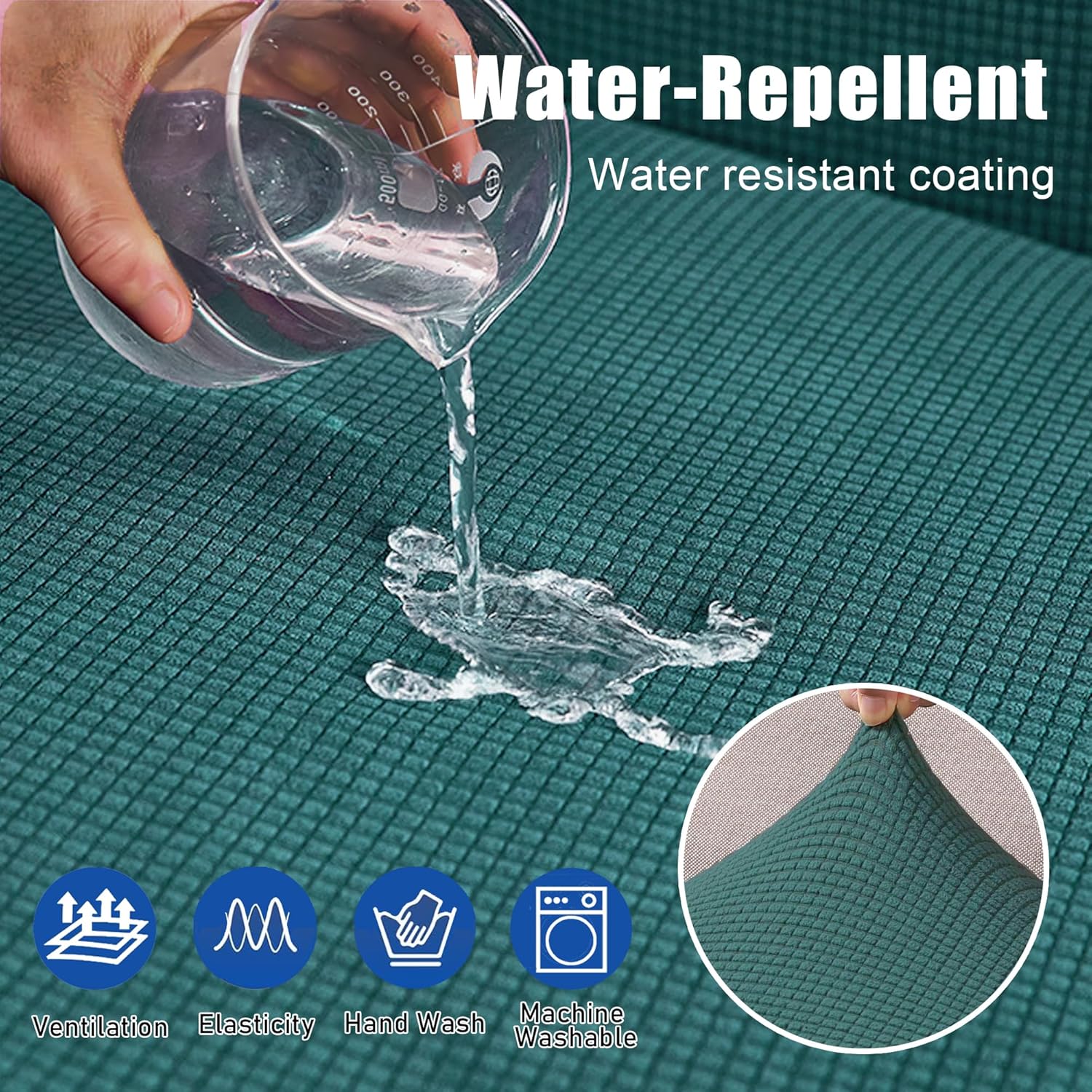 Water Repellent Futon Cover Armless Sofa Cover, Stretch Full Queen Size Sofa Bed Slipcover, Futon Couch Cover Furniture Protector with Elastic Bottom, Machine Washable (Dark Teal)