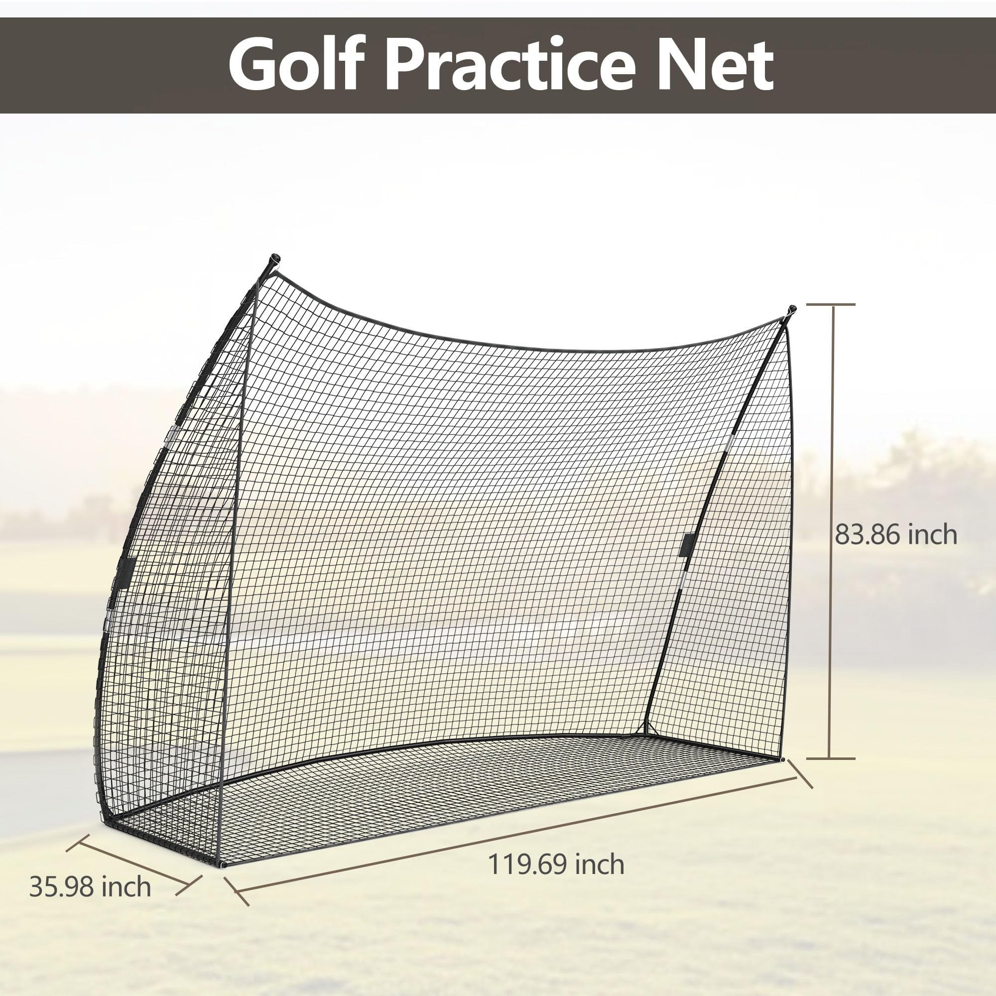 Garvee Golf Übungsnetz 305x217cm, Große Trainingshilfe für Garten & Indoor, Stabiles Abschlagnetz mit Eisenrahmen & PE-Netz, Profi Golf Sport-Equipment, Schwarz
