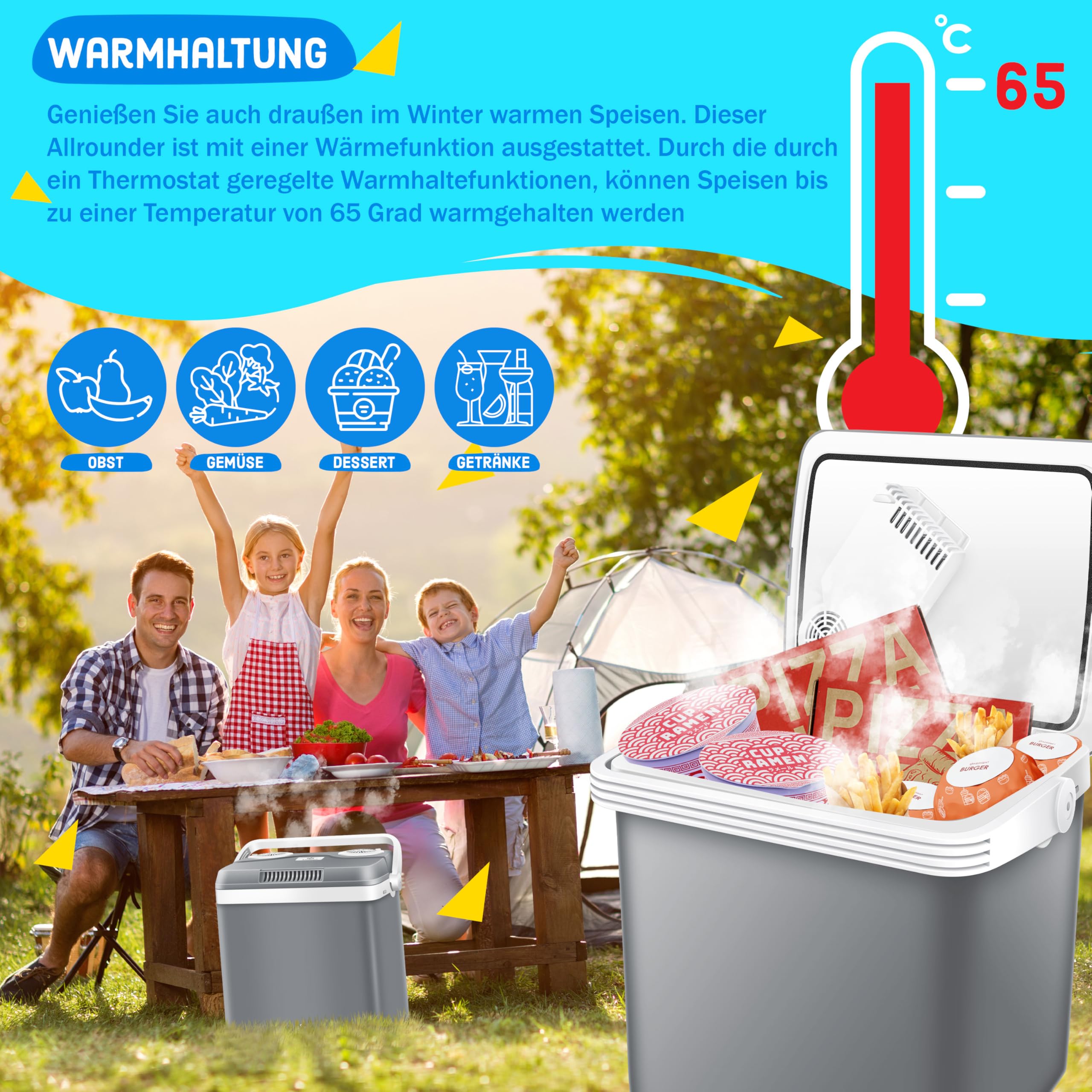 KESSER® Kühlbox Thermobox 32Liter | Thermo-Elektrische Kühlbox | KÜHLT und WÄRMT | 12 & 230V | Thermobox für Auto, Boot & Camping | Mini-Kühlschrank mit ECO & MAX Modus | inkl. Kühlakku